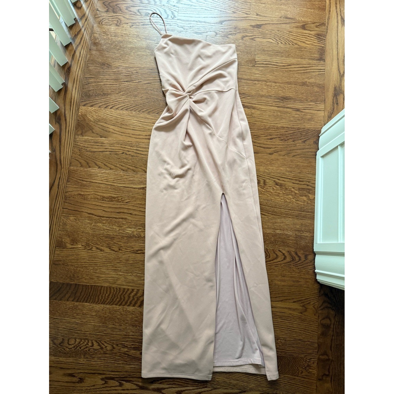 NOOKIE Lust One Shoulder Gown Blush Formal Slit Prom Maxi Dress Form Fitting S
