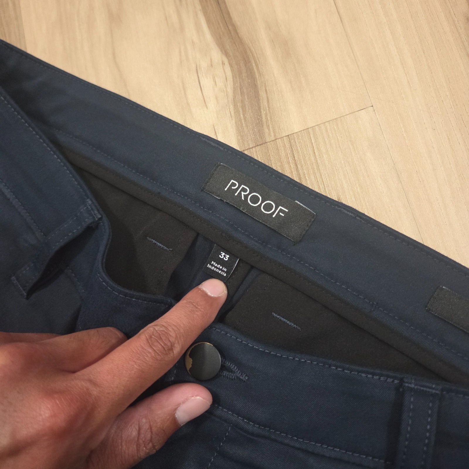 Proof Rover Pants Mens 33 Slim Fit Navy Blue Slate Technical Chino Trousers