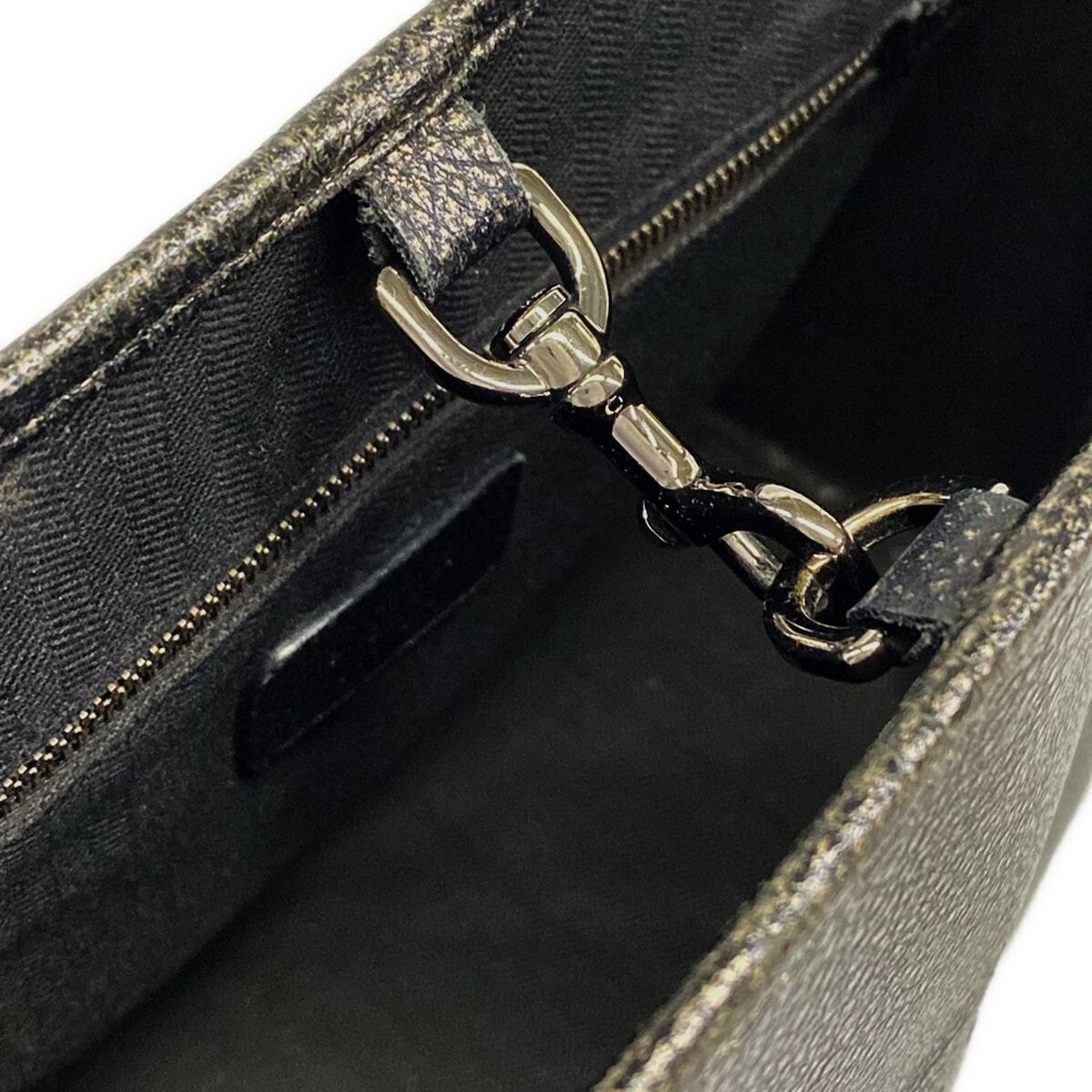LOEWE Heritage Black Bronze Leather Tote Bag Clochette From Japan Auth
