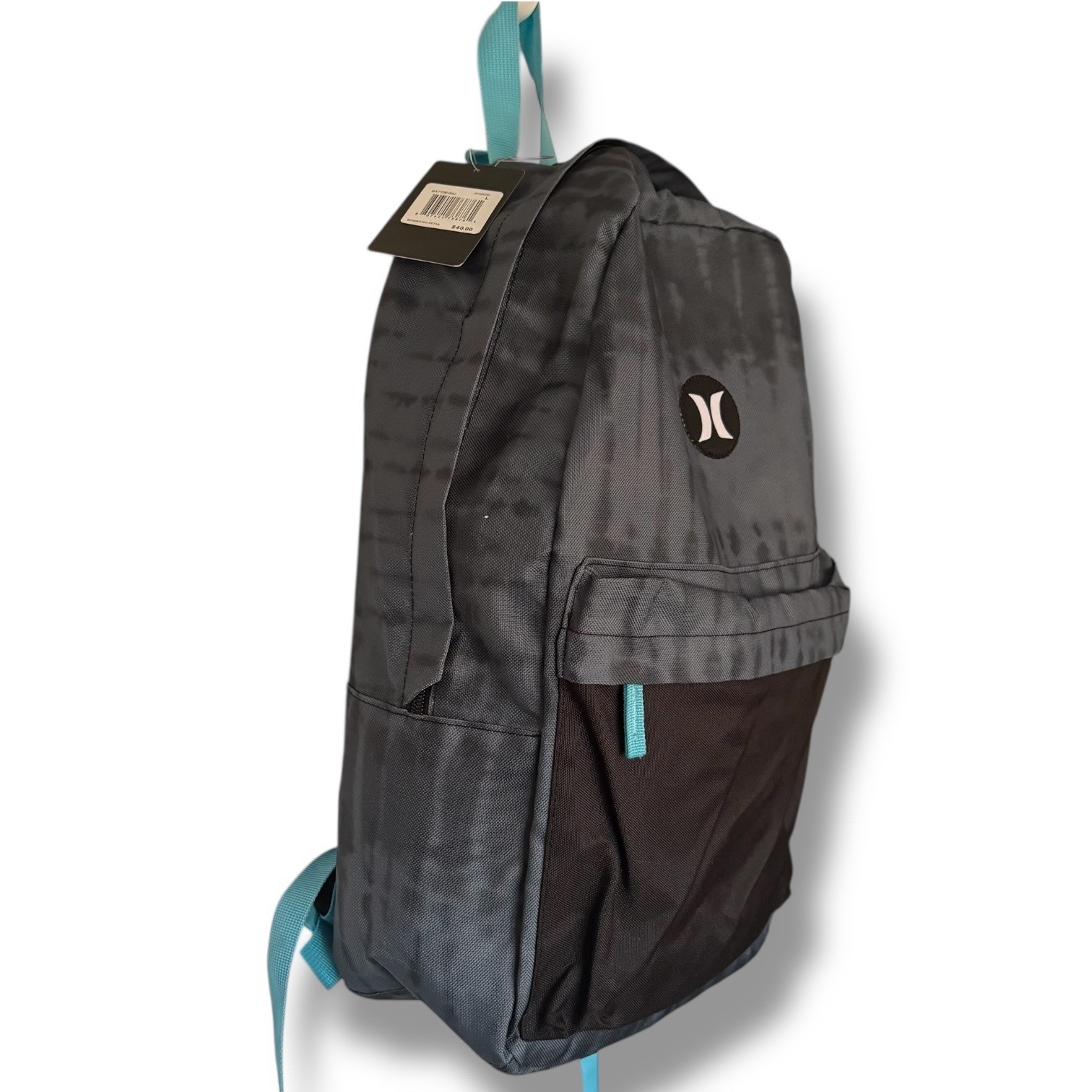 Hurley Backpack Gray Tie Dye Print Front Pocket Adjustable Straps Large 18IN