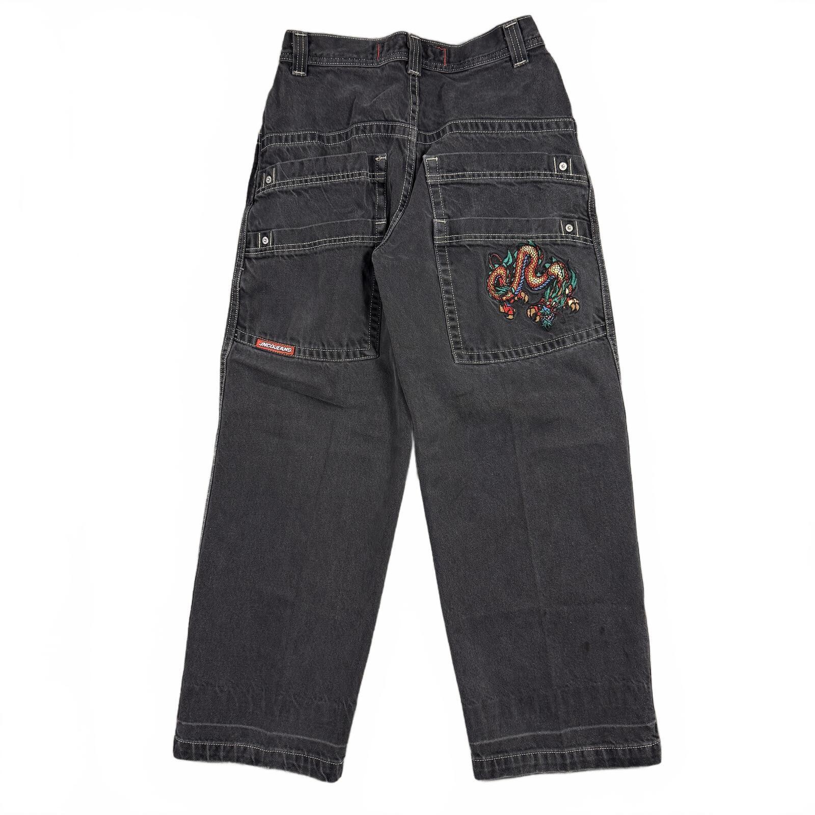 Vintage JNCO Jeans Black Dragon Baggy Womens 28×30 (Youth 16)
