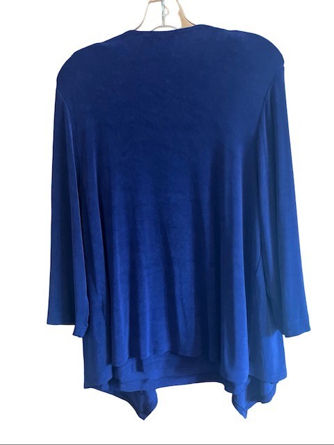 Chicos Travelers 2 Pc Set Purple Slinky Knit Waterfall Jacket 2 L Tank Top 3 XL