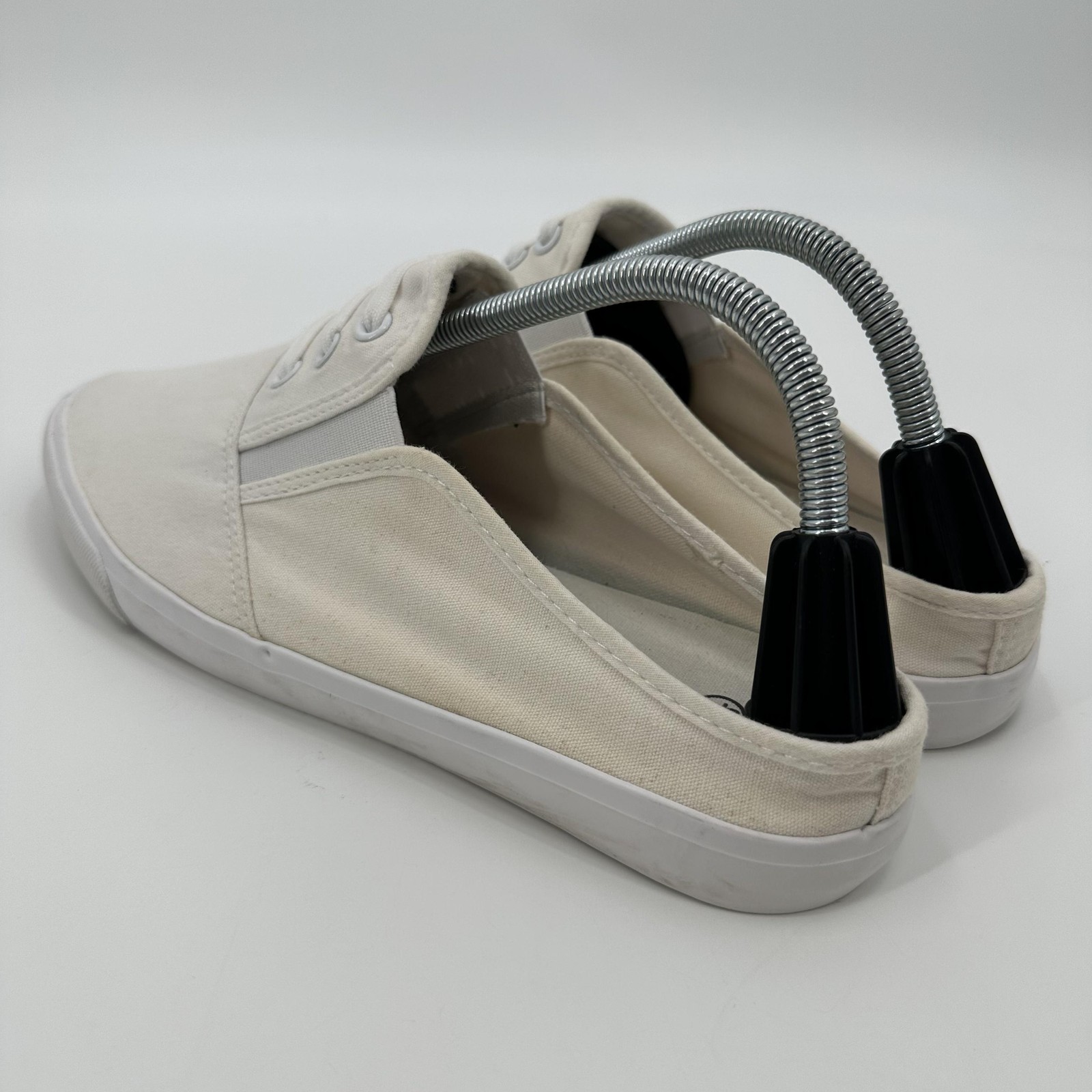 Feiyao Shoes Mens Size 270 White Canvas Slip-On Laceless Elastic Gore Casual