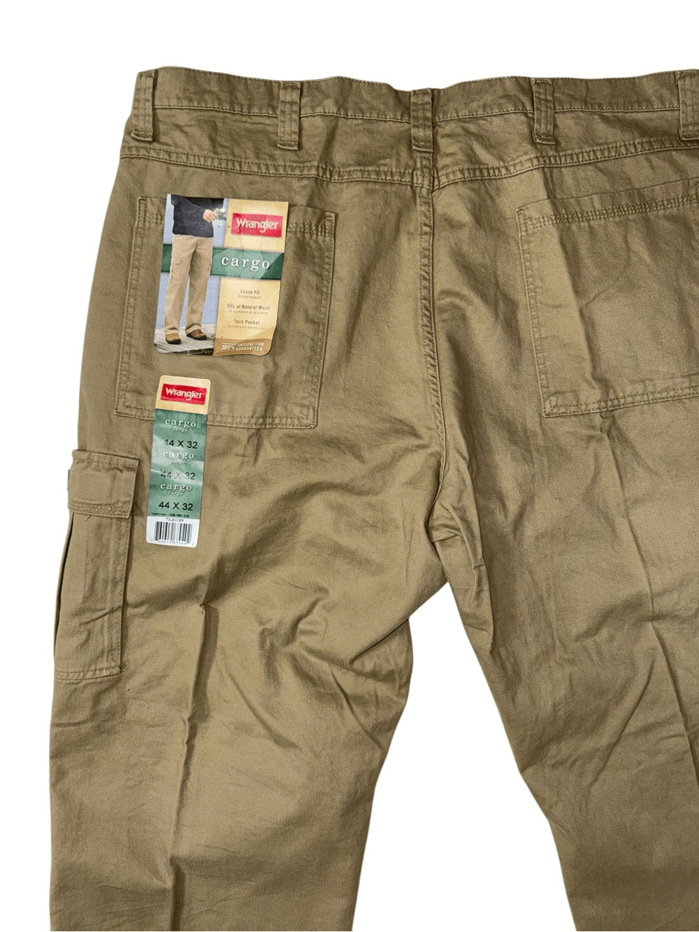 NEW NWT Wrangler Cargo Pants Beige Tan 100% Cotton size 44 x 32 Loose Fit