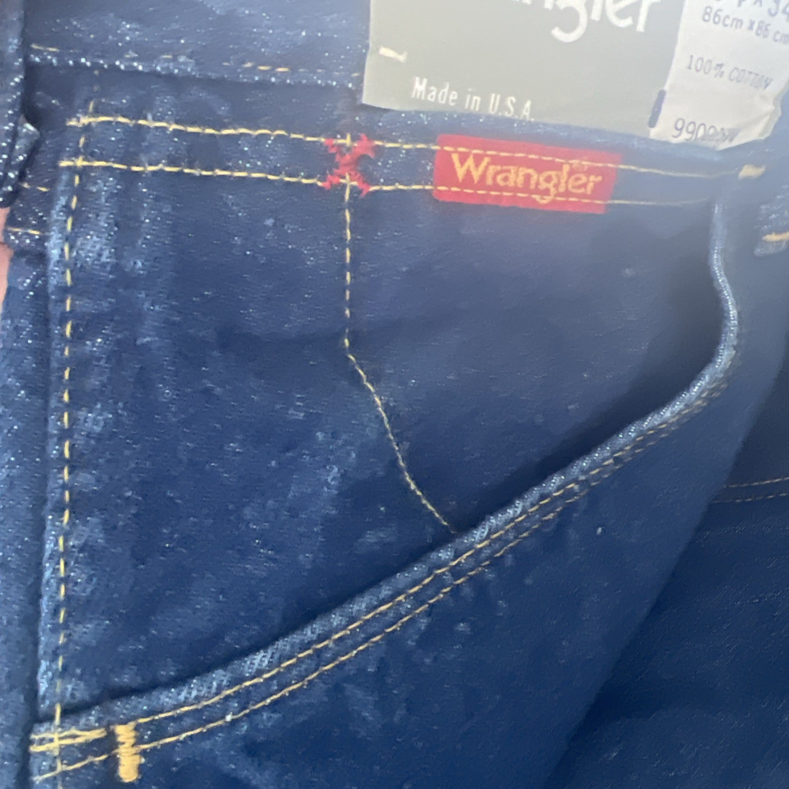 Vintage NWT Wrangler Regular Fit Stone Washed Blue Jean 34x34Cotton Made in USA