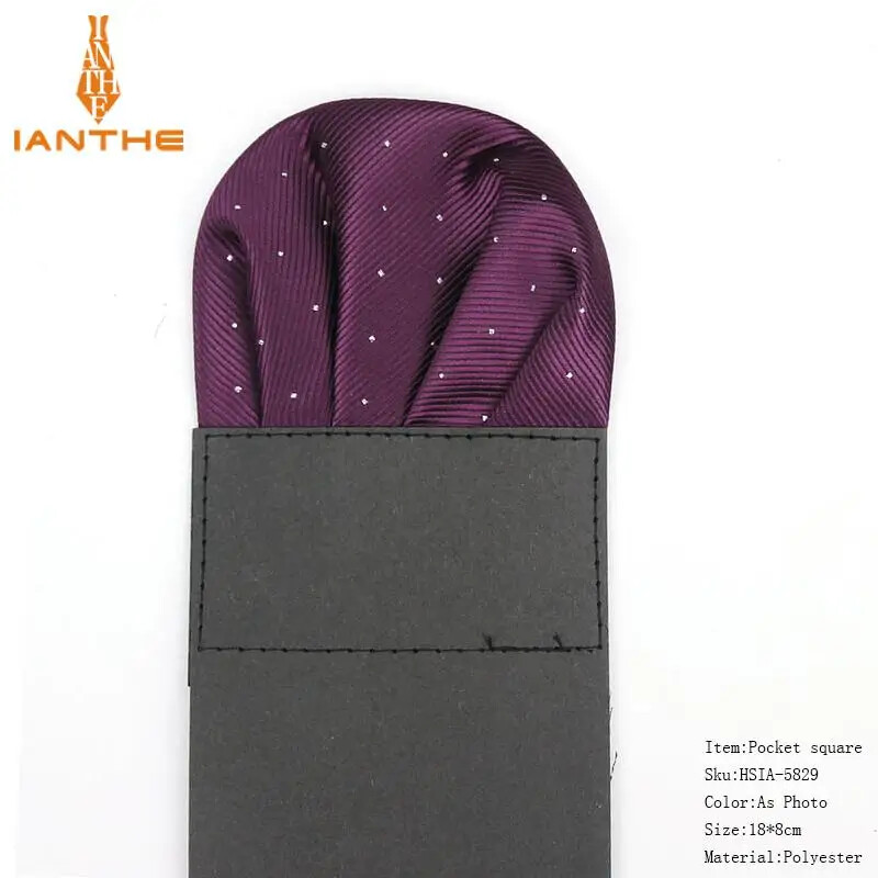 Men’s Satin Silk Pre Folded Pocket Square Hankie Hankerchief Polka Dot Party ,