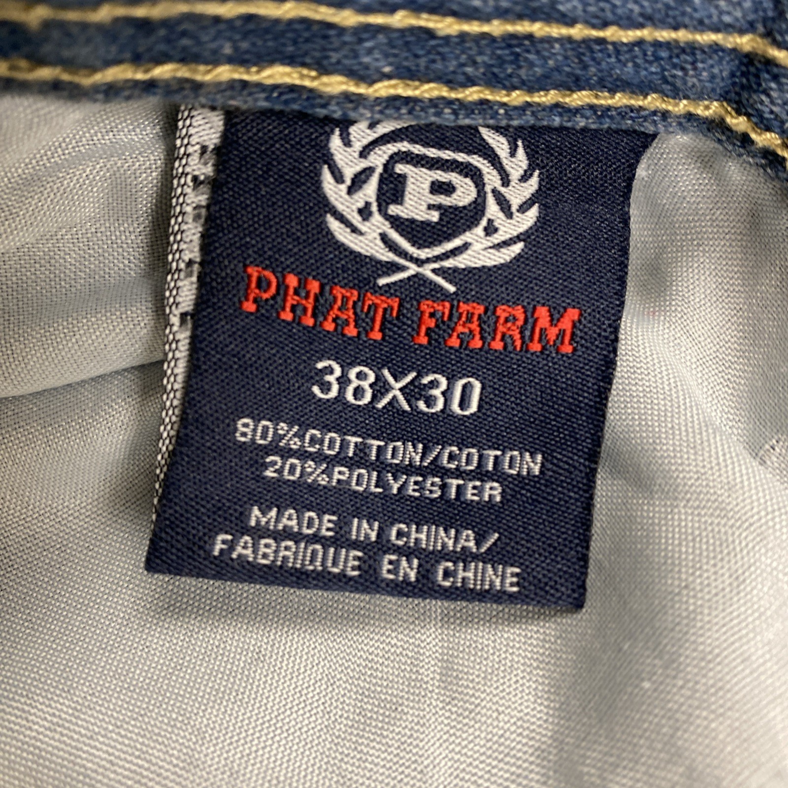 VTG. 90’s PHAT FARM Distressed Jeans Mens 38×30 Street Wear Grunge Hip Hop