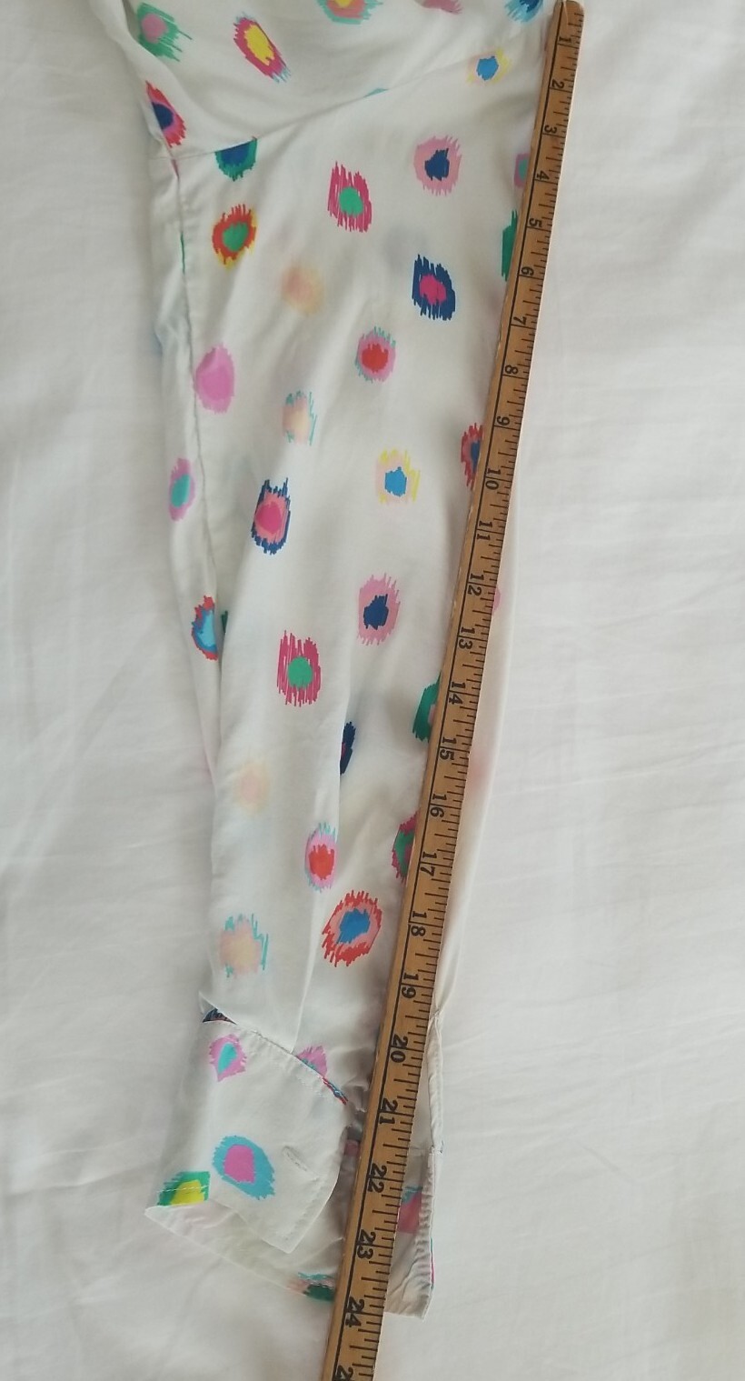 Vilagallo Button Up Top Geometric White With Colorful Paint Splat Size 46 Large