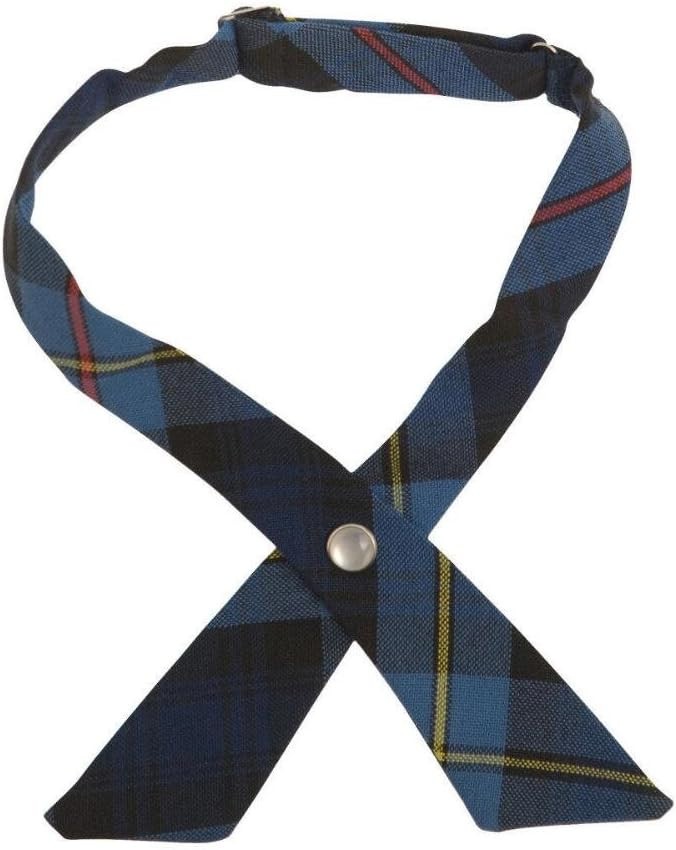 Girl Adjustable Cross Tie SF9003-F1 Blue Red Plaid One Size French Toast Uniform