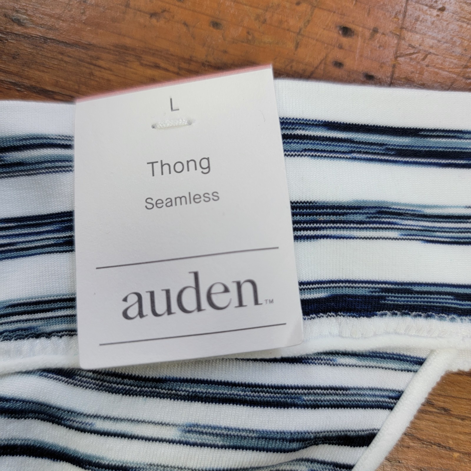 (4) Auden Womens Large (12-14) Thong Underwear Polyester Blend Striped
