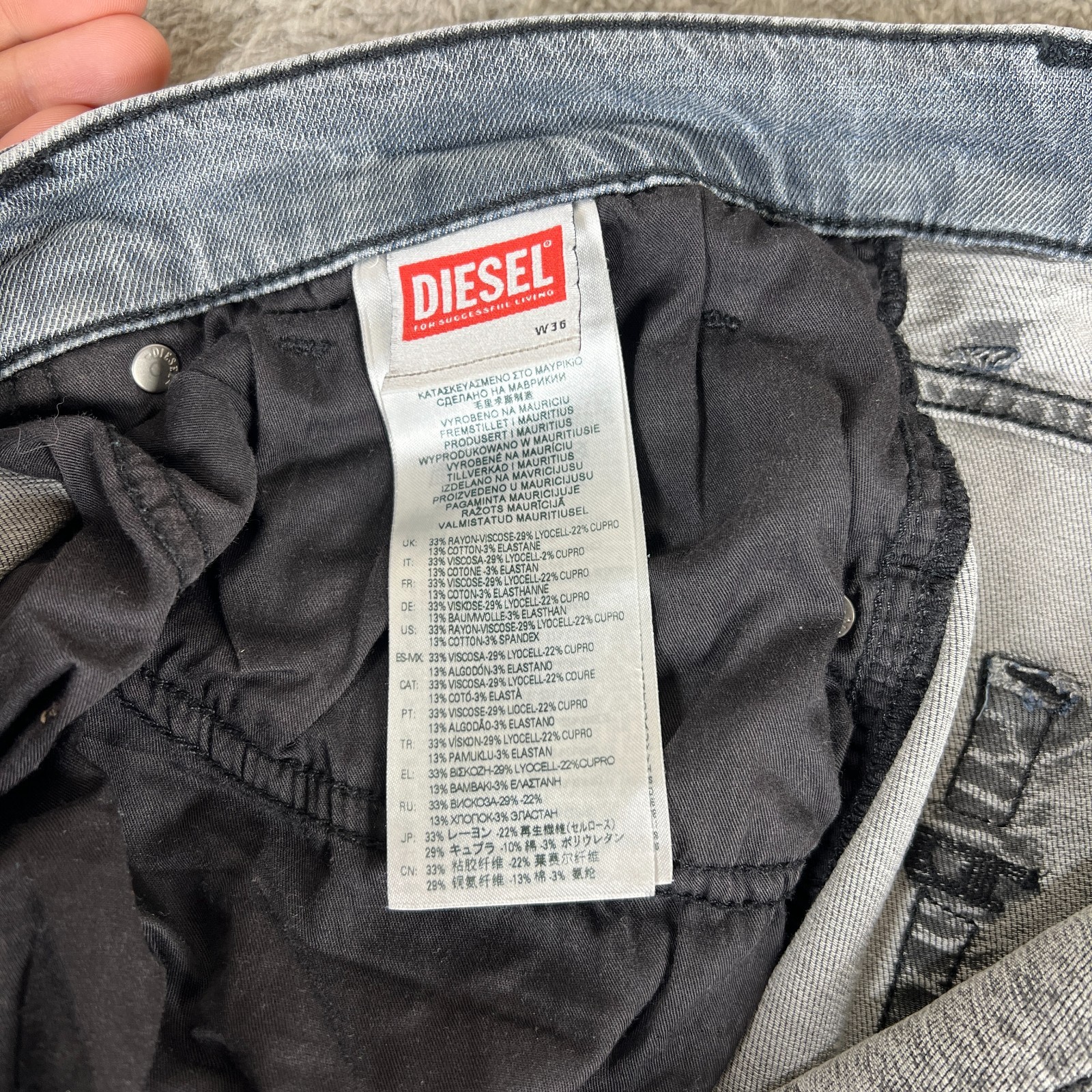 Diesel D-Strukt Slim Stretch Jeans Grey Wash W36 L32 Men’s Designer Denim
