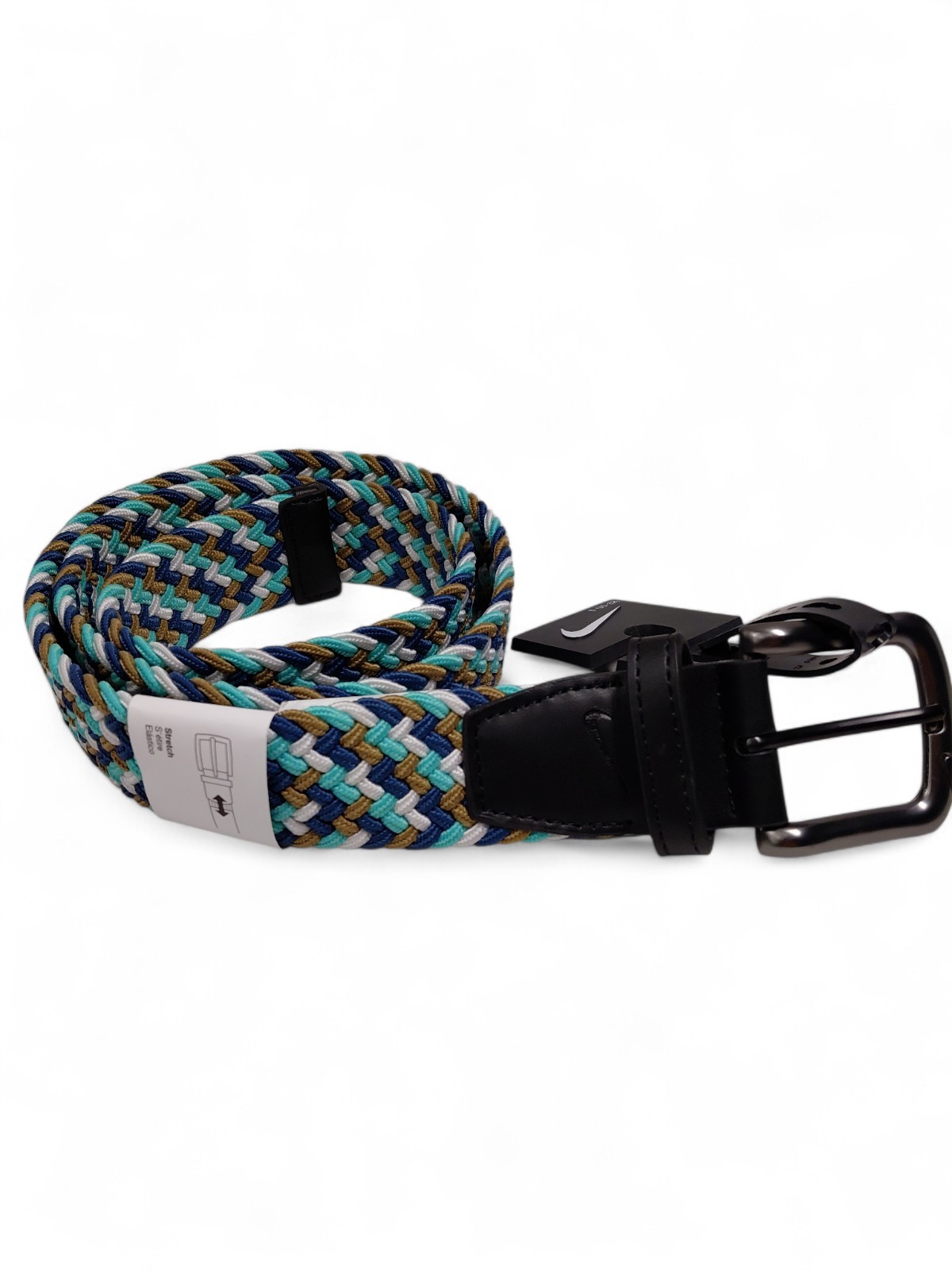 Nike Golf Belt Mens G-Flex Woven Stretch Green Blue S5045925A New Size M (34-36)