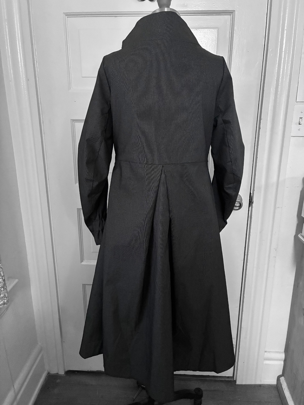 Ann Demeulemeester High Neck Asymmetrical Coat Dark Gray Black Lined Size 38 S M