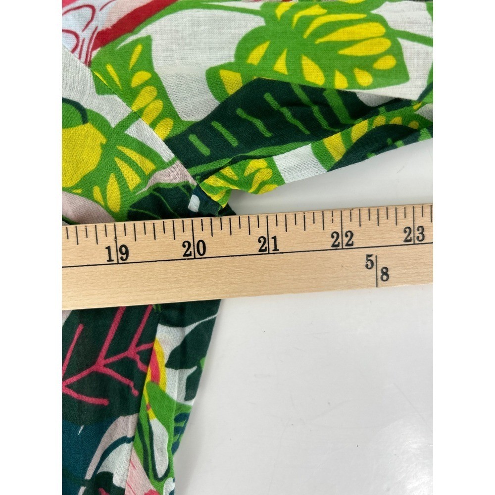 Boden Top Tropical Parrot Jungle Print Ruffle Neck Popover Blouse