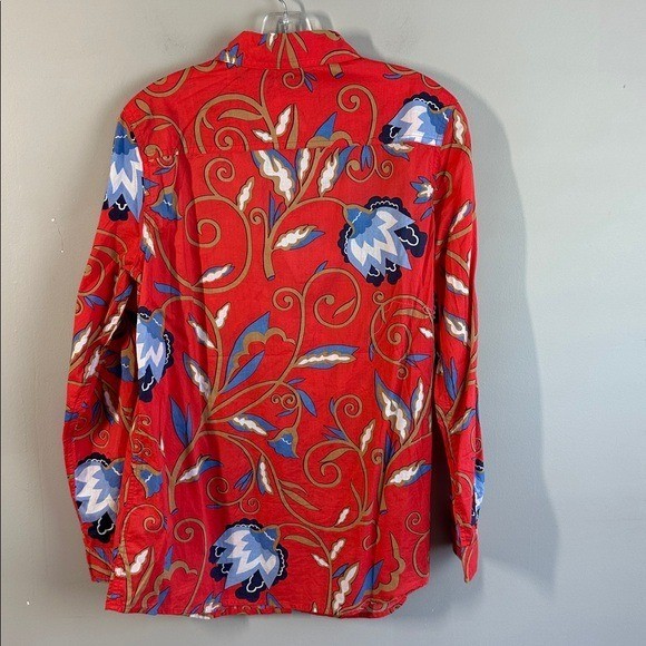 NWT J. McLaughlin Womens Lois Floral Button Down Shirt Lilywood Size L Preppy