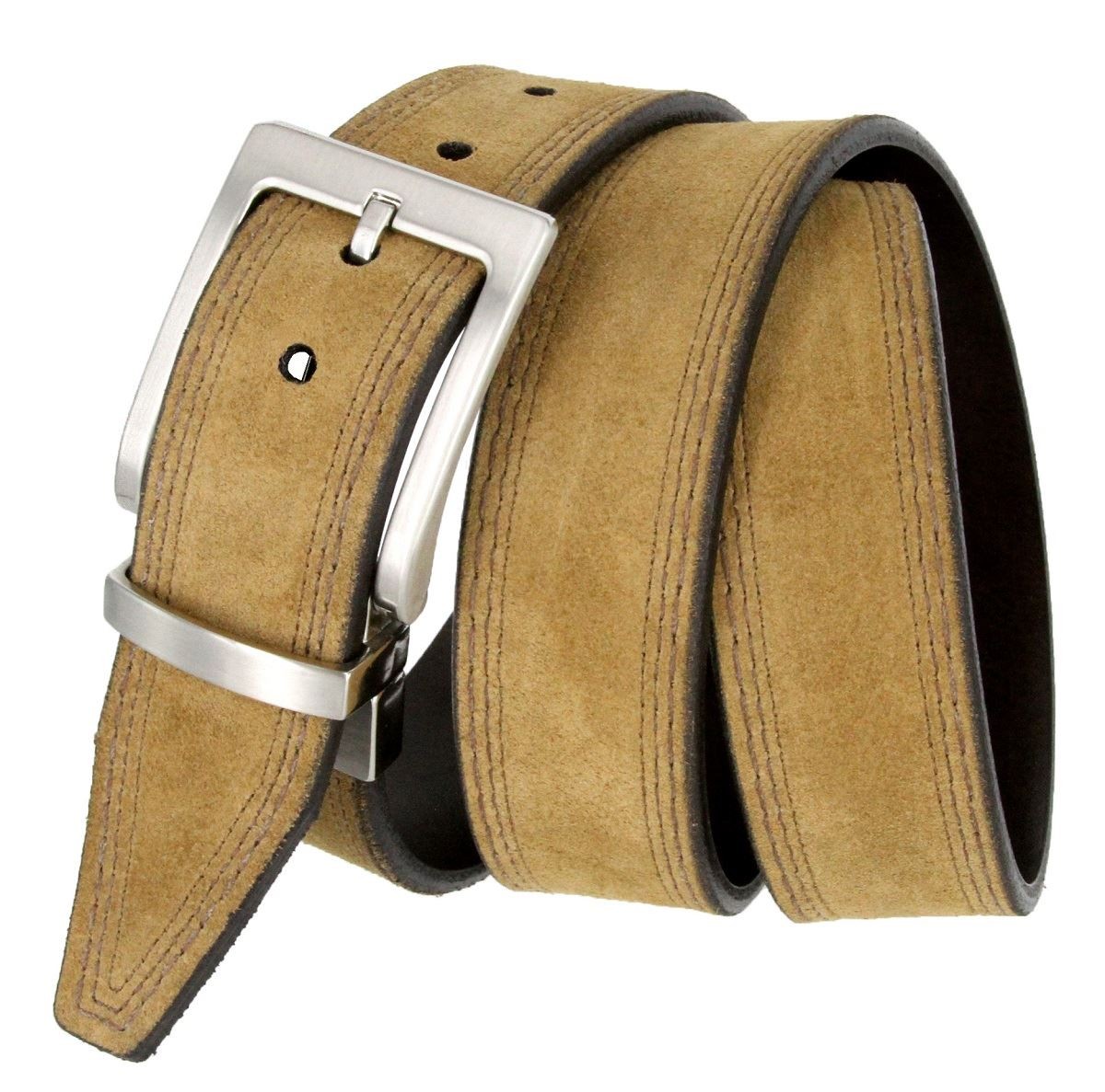 Lejon Genuine Leather Reversible Suede Tan Smooth Brown 1-1/2″ Wide Belt