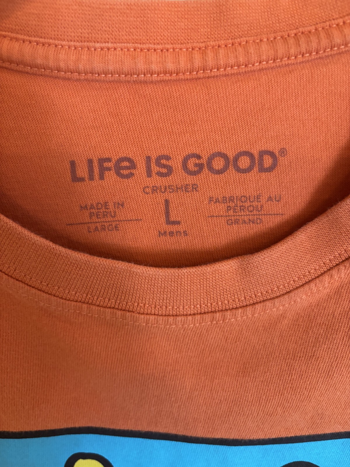 Life is Good Get Outta Town Large Orange Preowned Crusher T Shirt G6799
