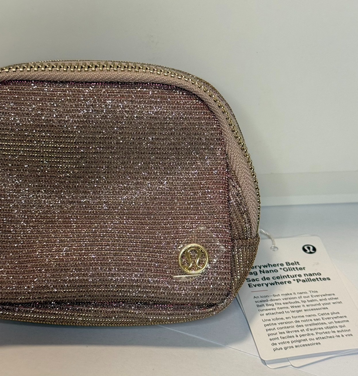 Lululemon Everywhere Belt bag Nano *Glitter* Pink Brand New w Tag Fast shipping