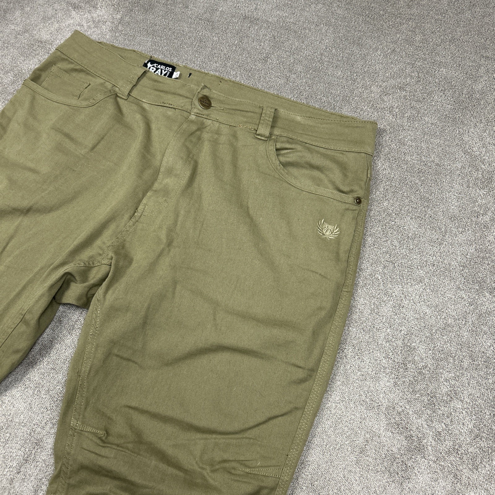TD Apparel Carlos Ray Slim Fit Tactical Pants Mens 38×30 Green Cotton Spandex