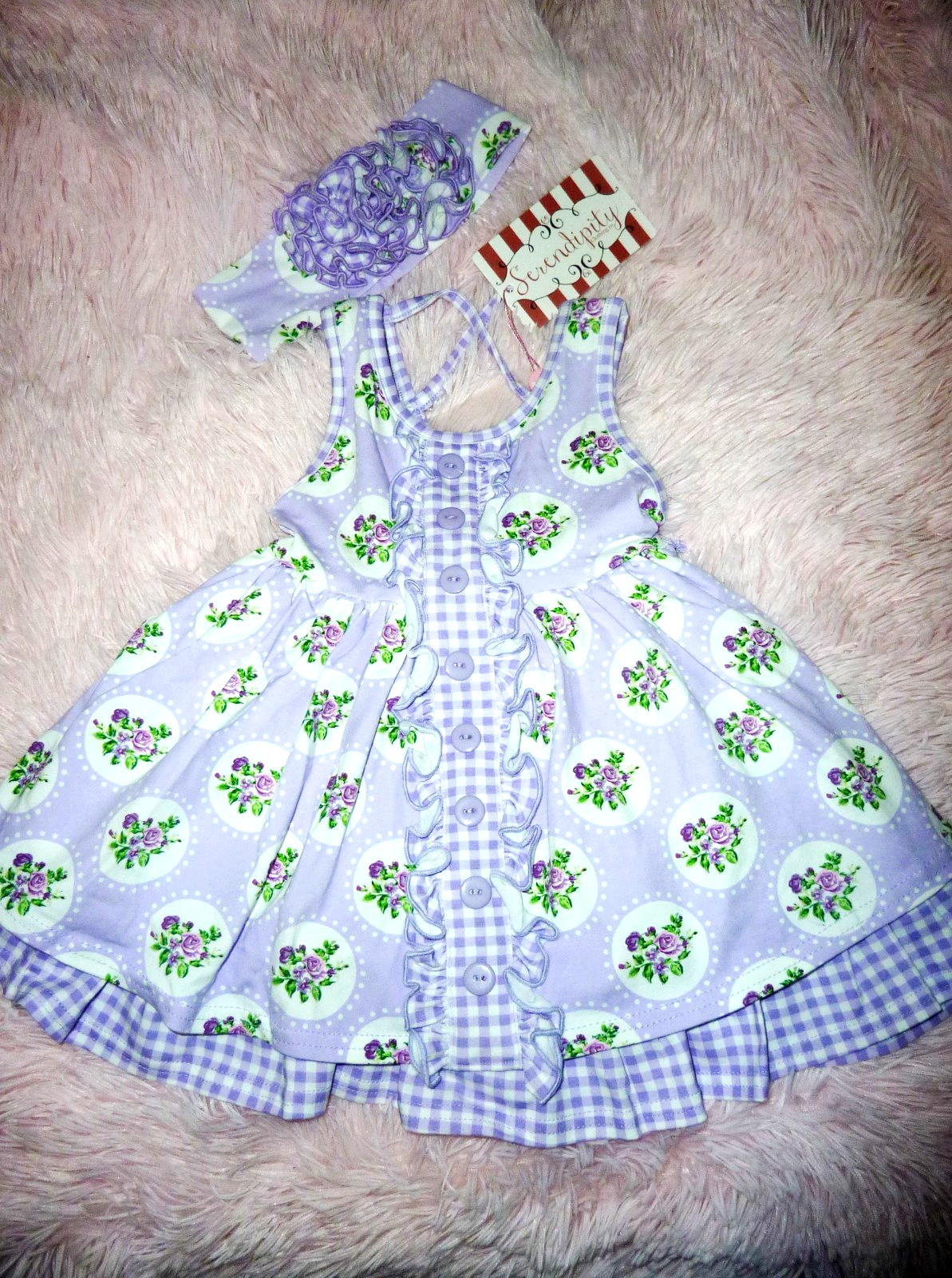 NWT Serendipity Boutique Gorgeous Picture Dress With Matching Headband 24M