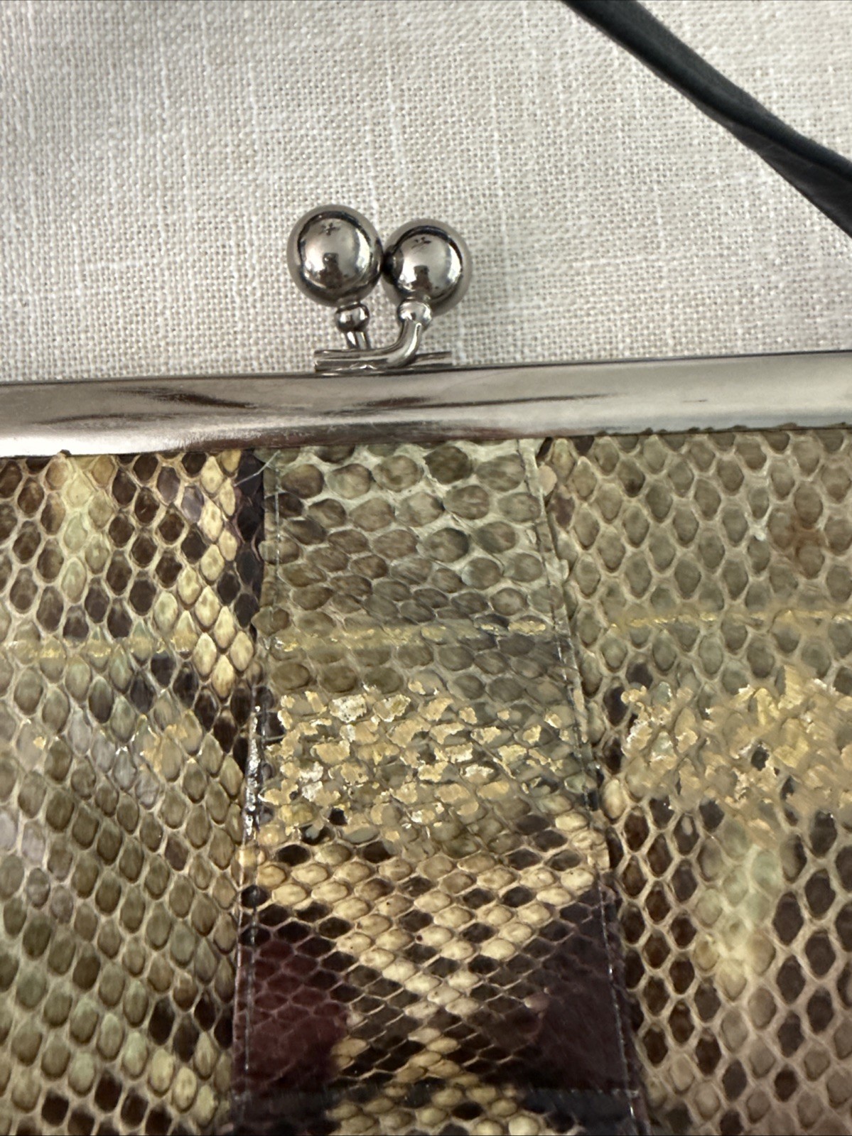 Python Crossbody Handbag Vintage Genuine Snakeskin Natural Leather Purse