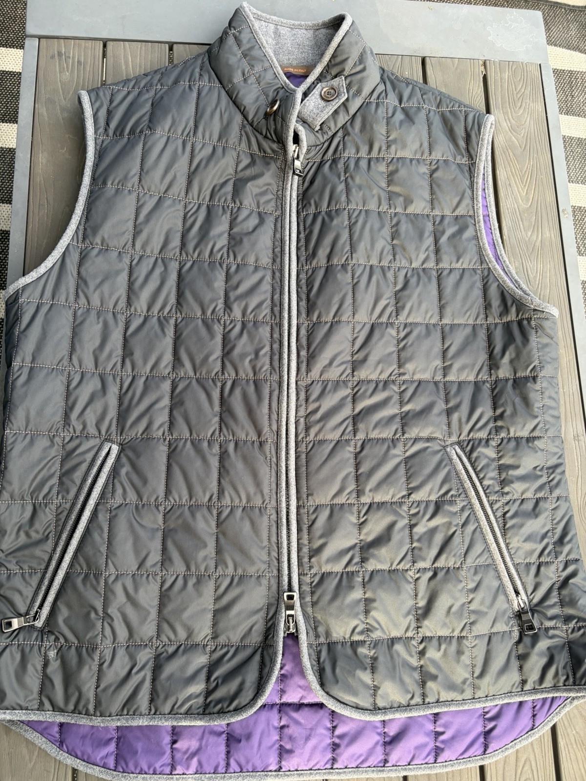 Waterville Theo Quilted Vest Water Repellent Made In Italy Blue Italian 56 L/XL