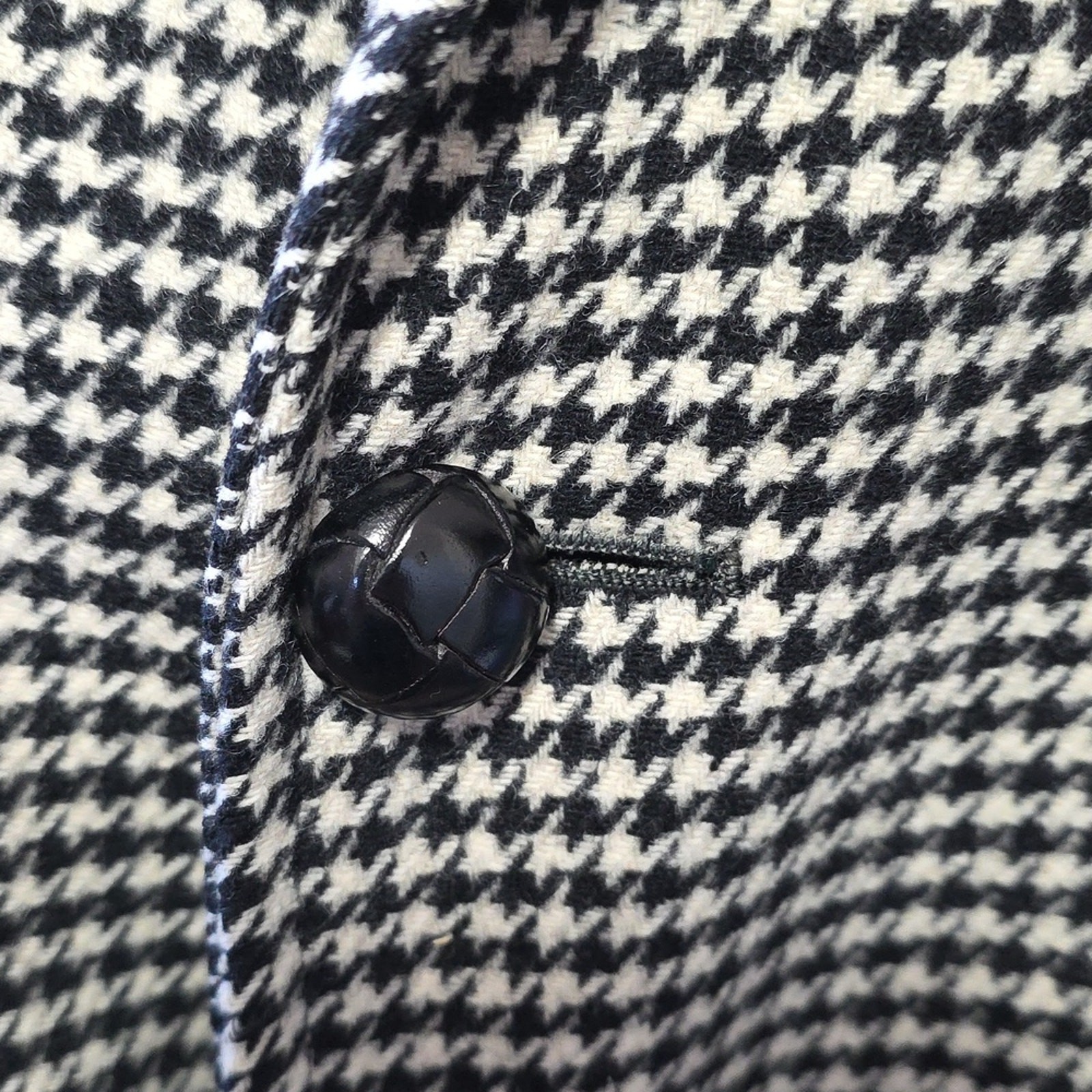 Vtg Penney’s Gentry Black & White Houndstooth Wool Maxi Coat Men’s XL Unisex