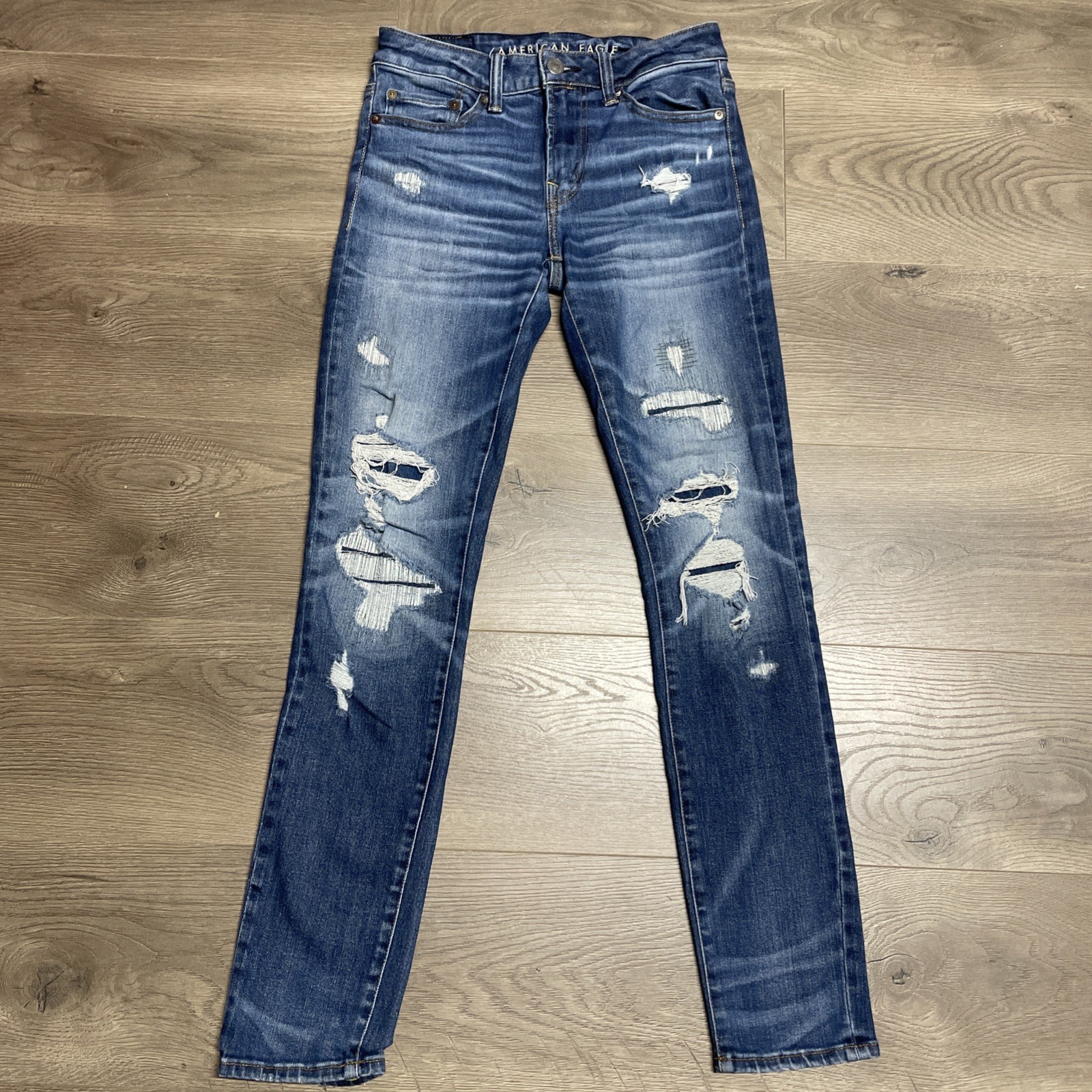 American Eagle Next Level Airflex Skinny Slim Distressed Jeans Men’s Size 28×32