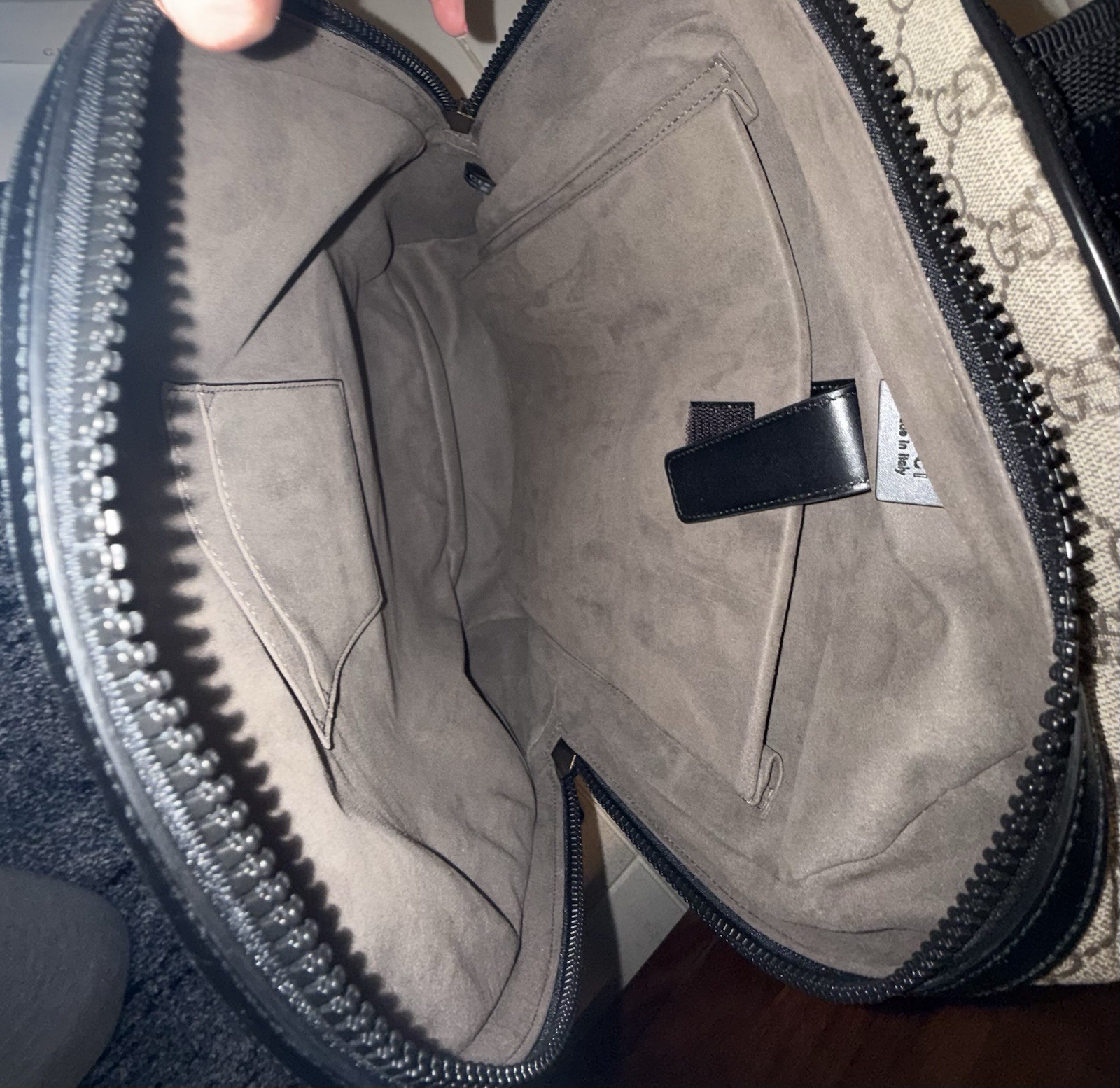 Gucci GG Supreme Monogram Backpack Beige Brown Canvas