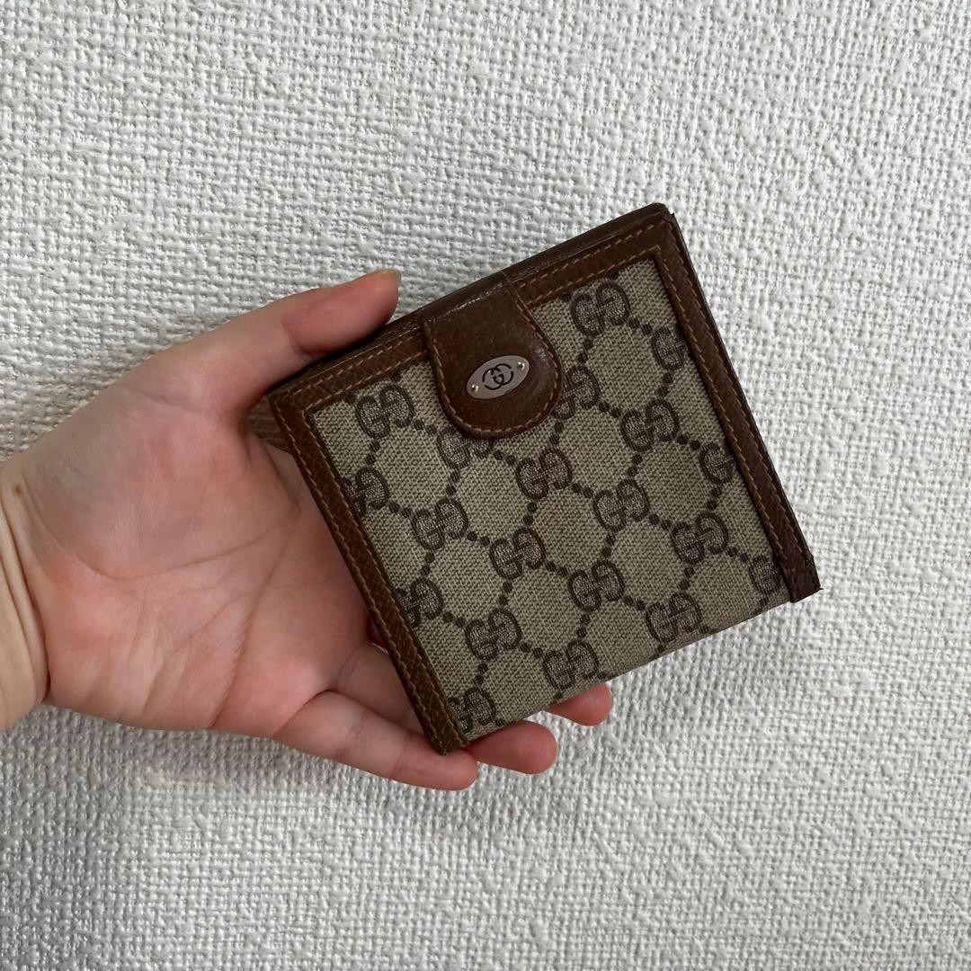 Excellent Condition Gucci Old Gucci GG Pattern Leather Double Snap Mini Wallet B