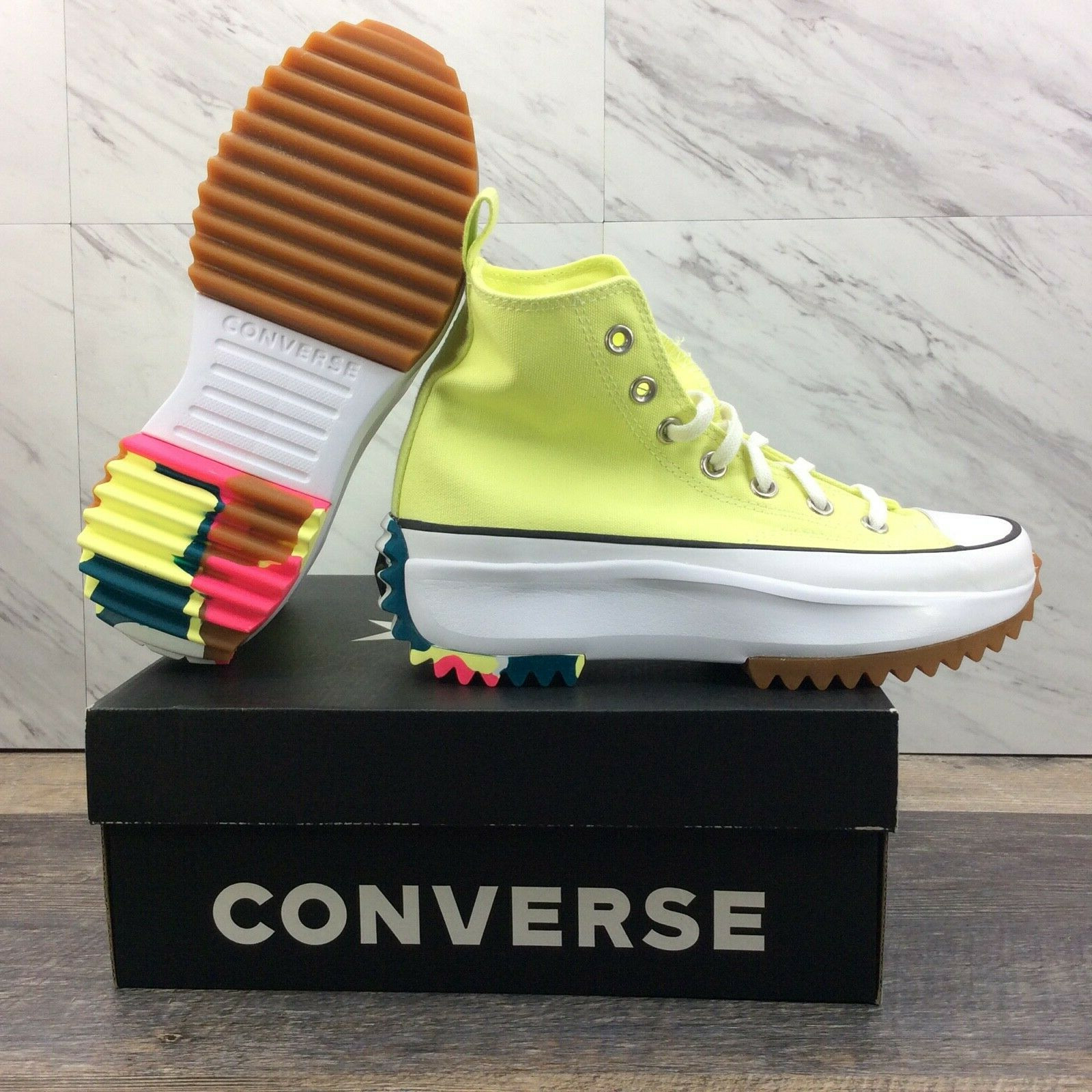 Converse Run Star Hike Hi Light Yellow Zitron White 571112C Women’s Size 7.5