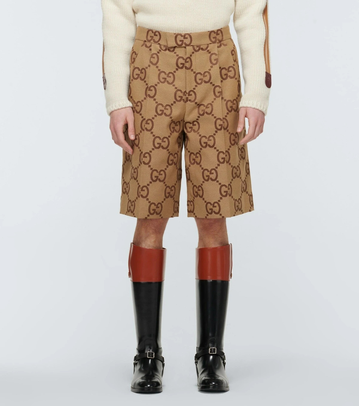 🆕️NEW Authentic GUCCI Beige/Ebony JUMBO GG Canvas Men’s Shorts IT-50 W-32″