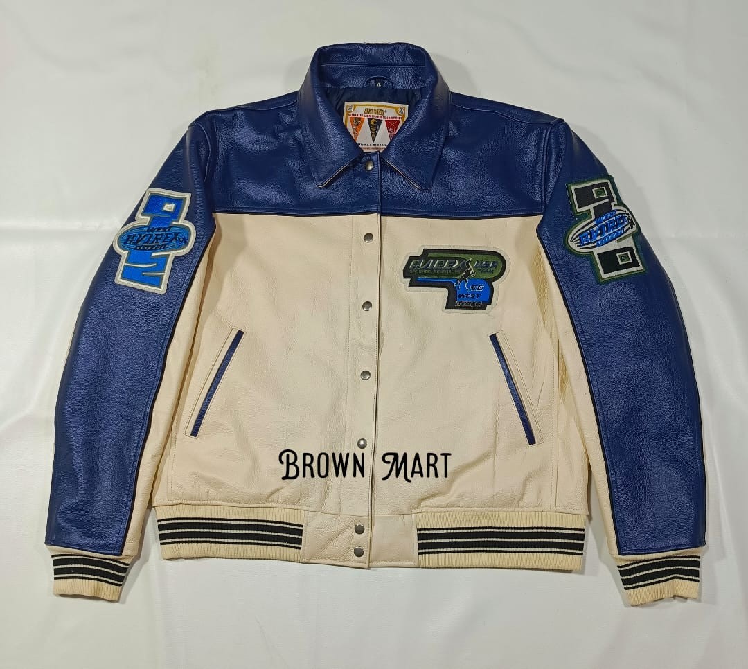 RARE Vintage 90s Avirex Cascade Renegades Indian leather Varsity Jacket