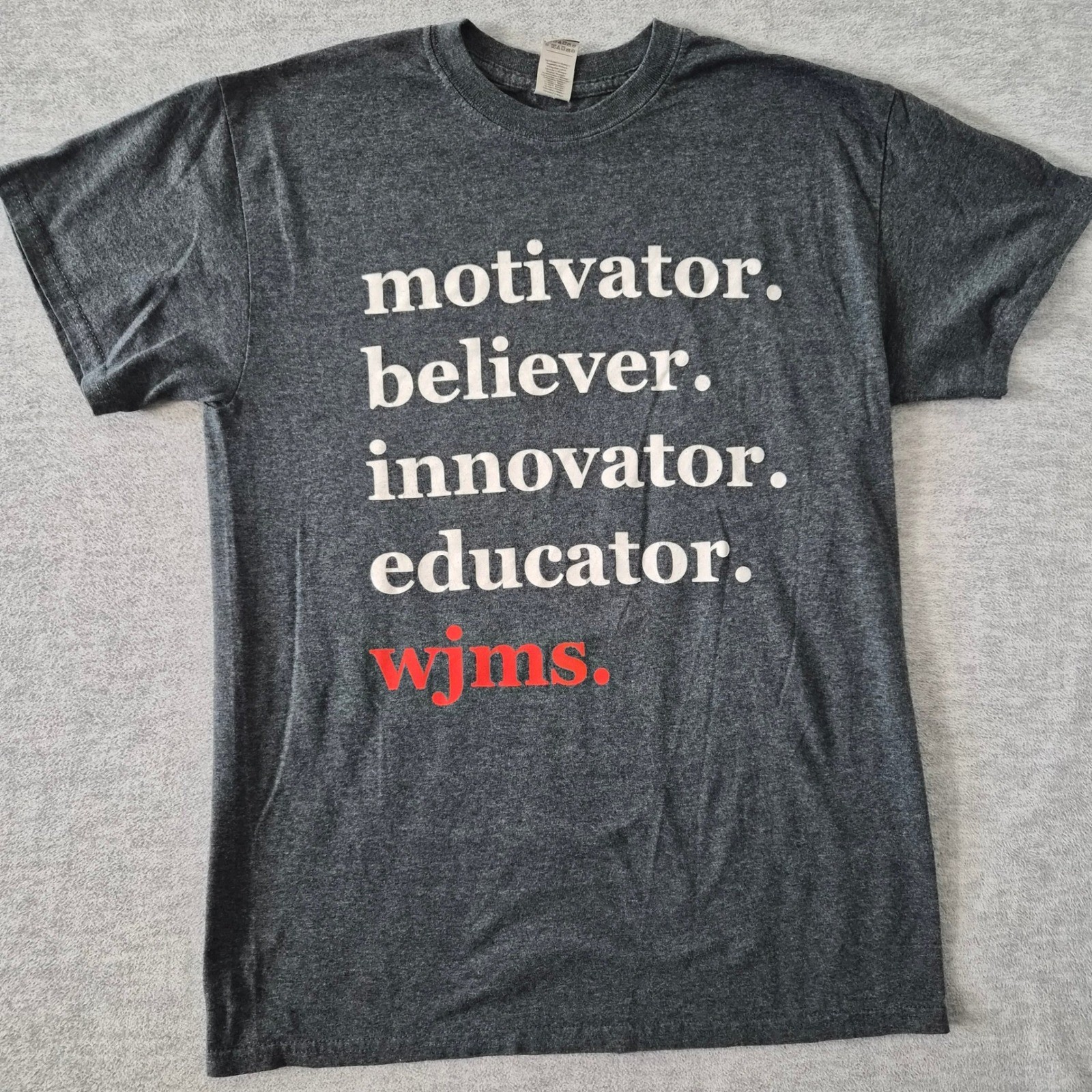 Gildan DryBlend WJMS Motivator Believer Innovator Educator T-Shirt Grey Mens M