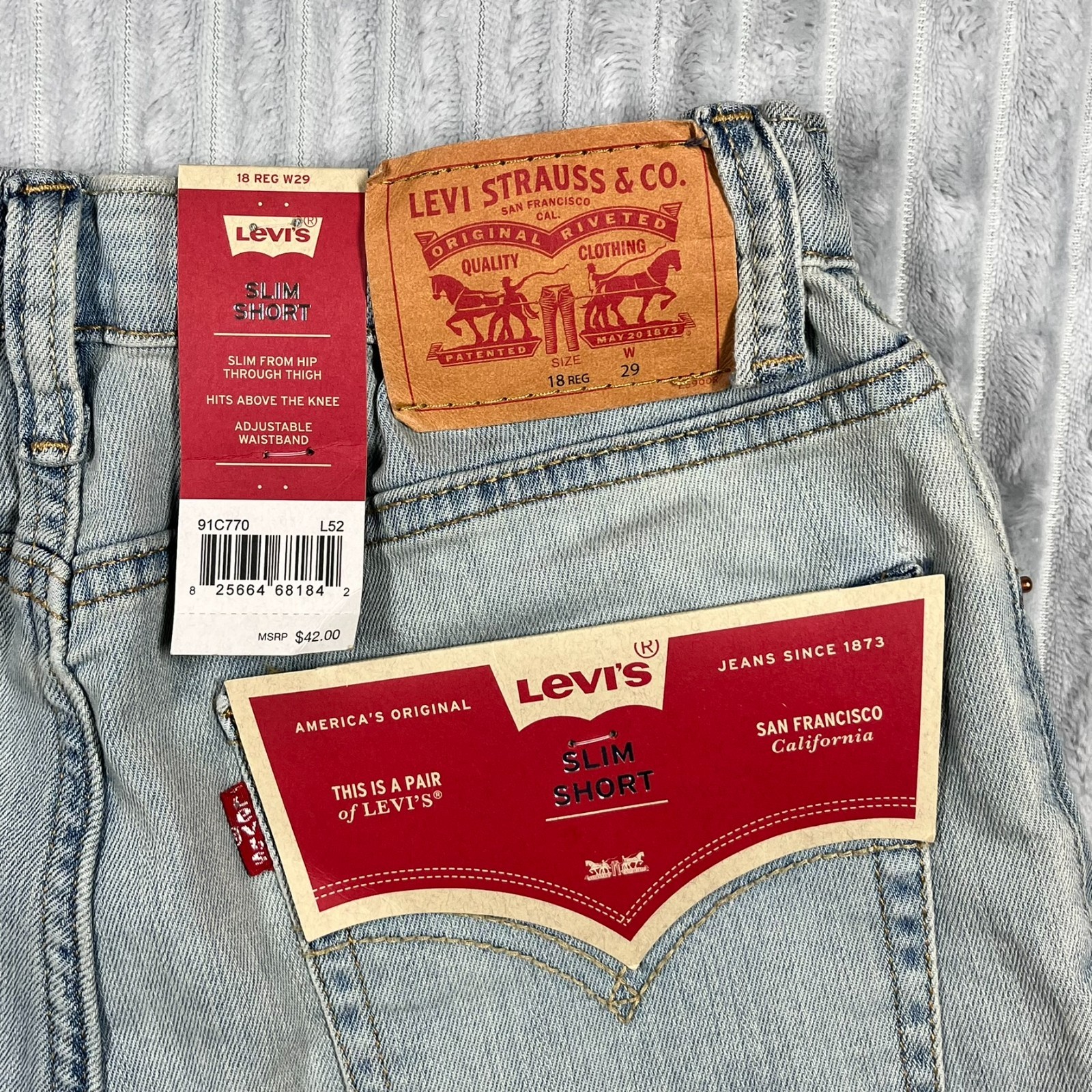 Levi’s Slim Short Youth 18 Reg Light Wash Stretch Comfort Adjustable Waistband