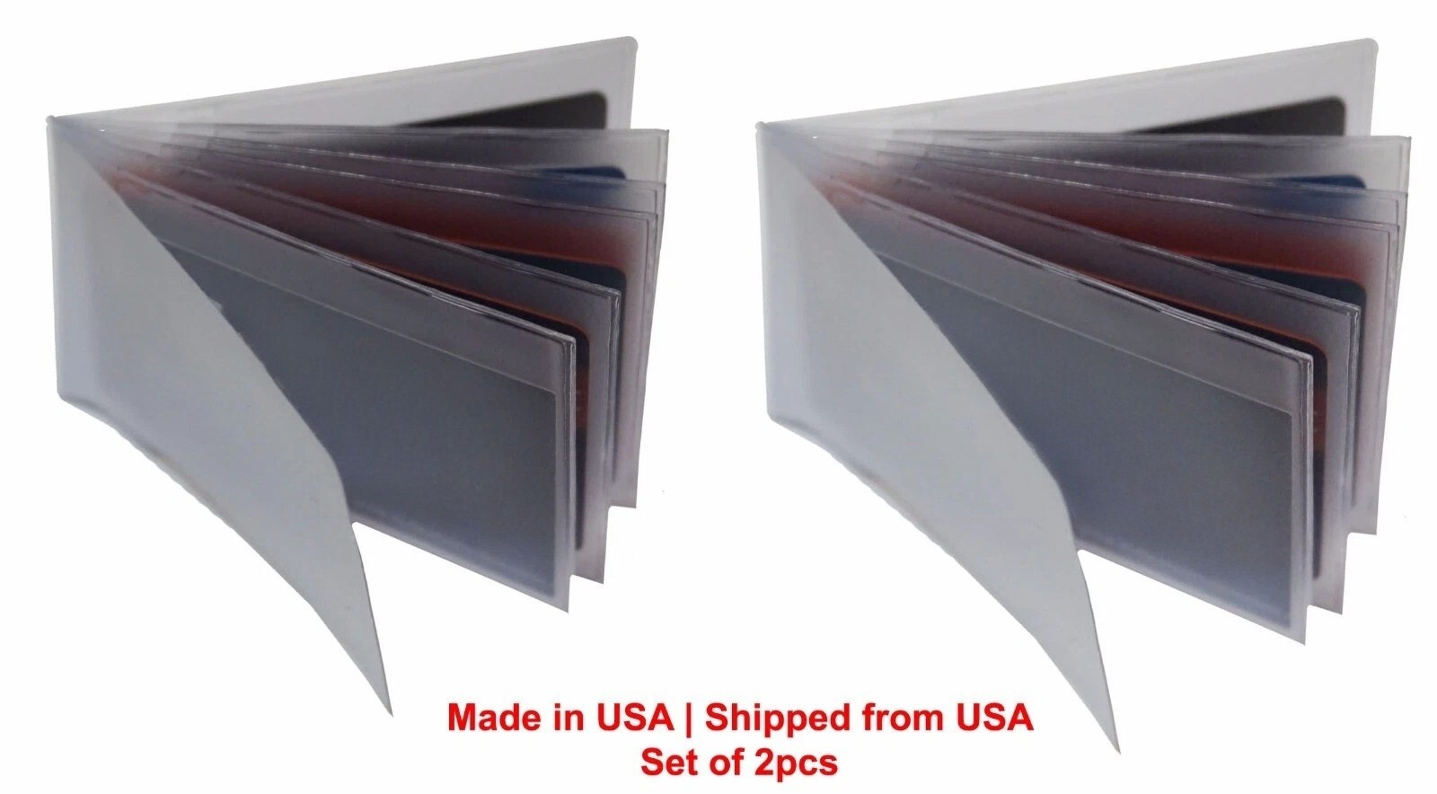 Plastic Wallet insert Set of 2 ID-Card Picture holder for mens 6Page MADE IN USA
