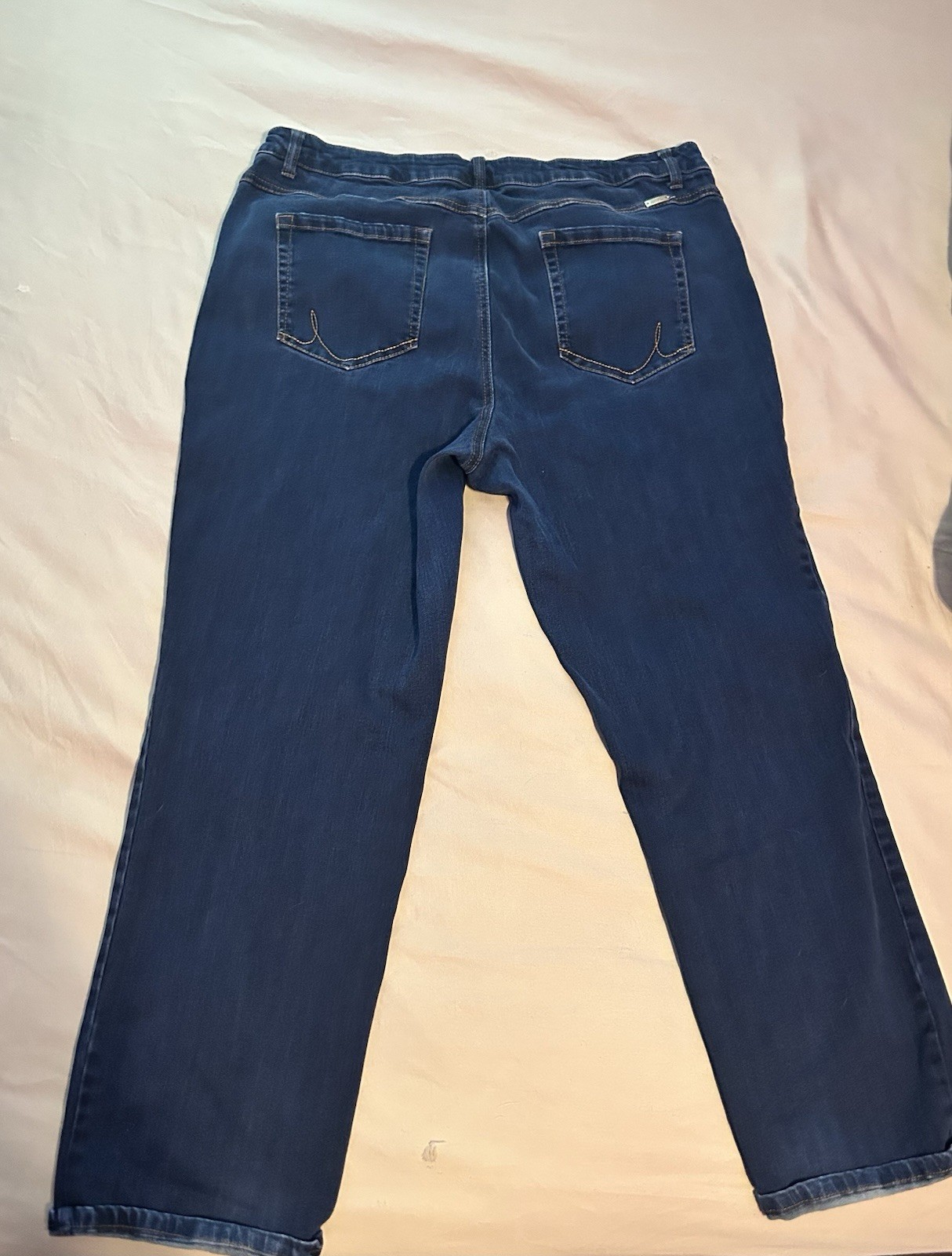 L.A. Blues Blue Dark Wash Denim Straight Jeans Plus 20W Mid Rise 5-Pocket