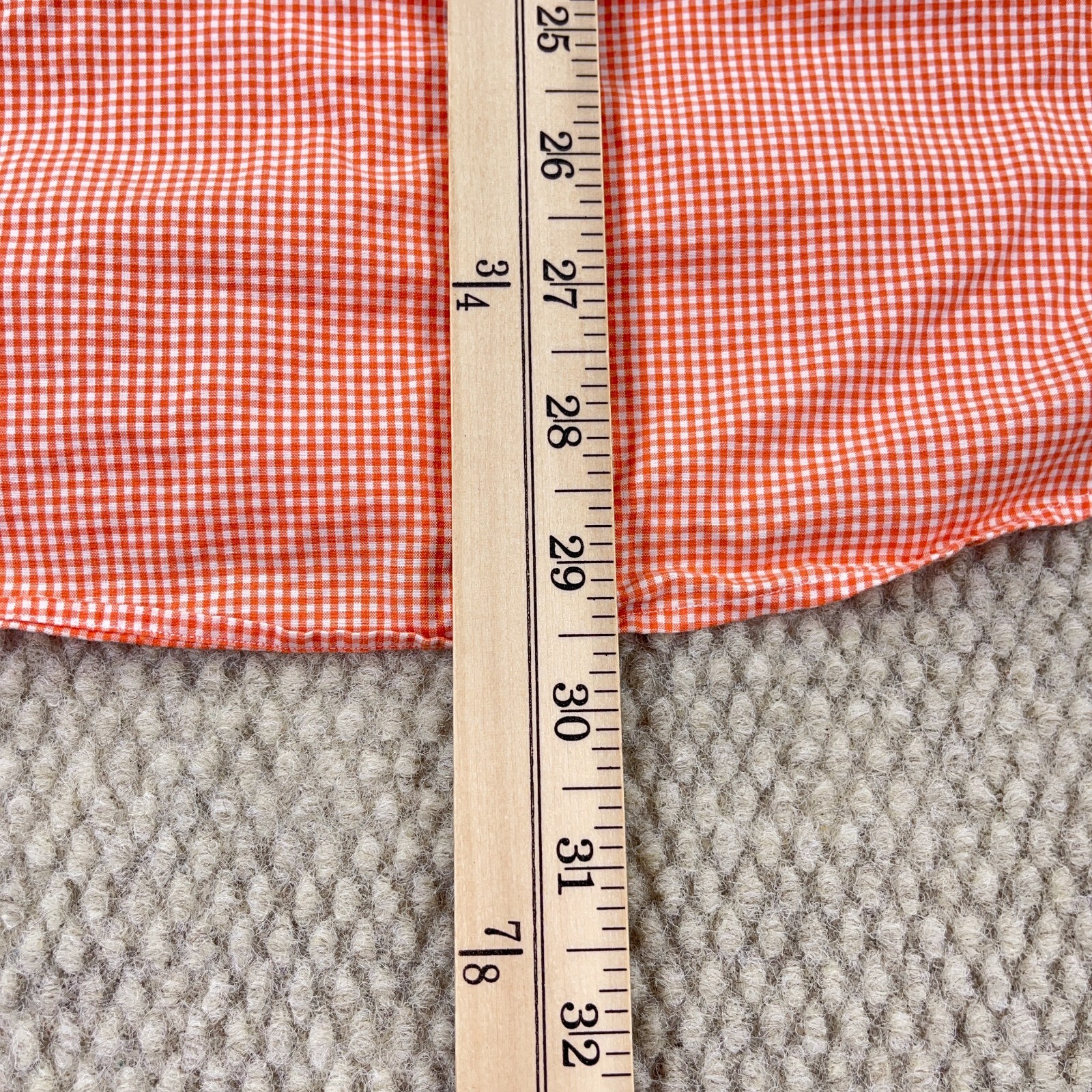 Ralph Lauren Shirt Men Medium Orange Button Up Custom Fit Gingham Poplin Dress