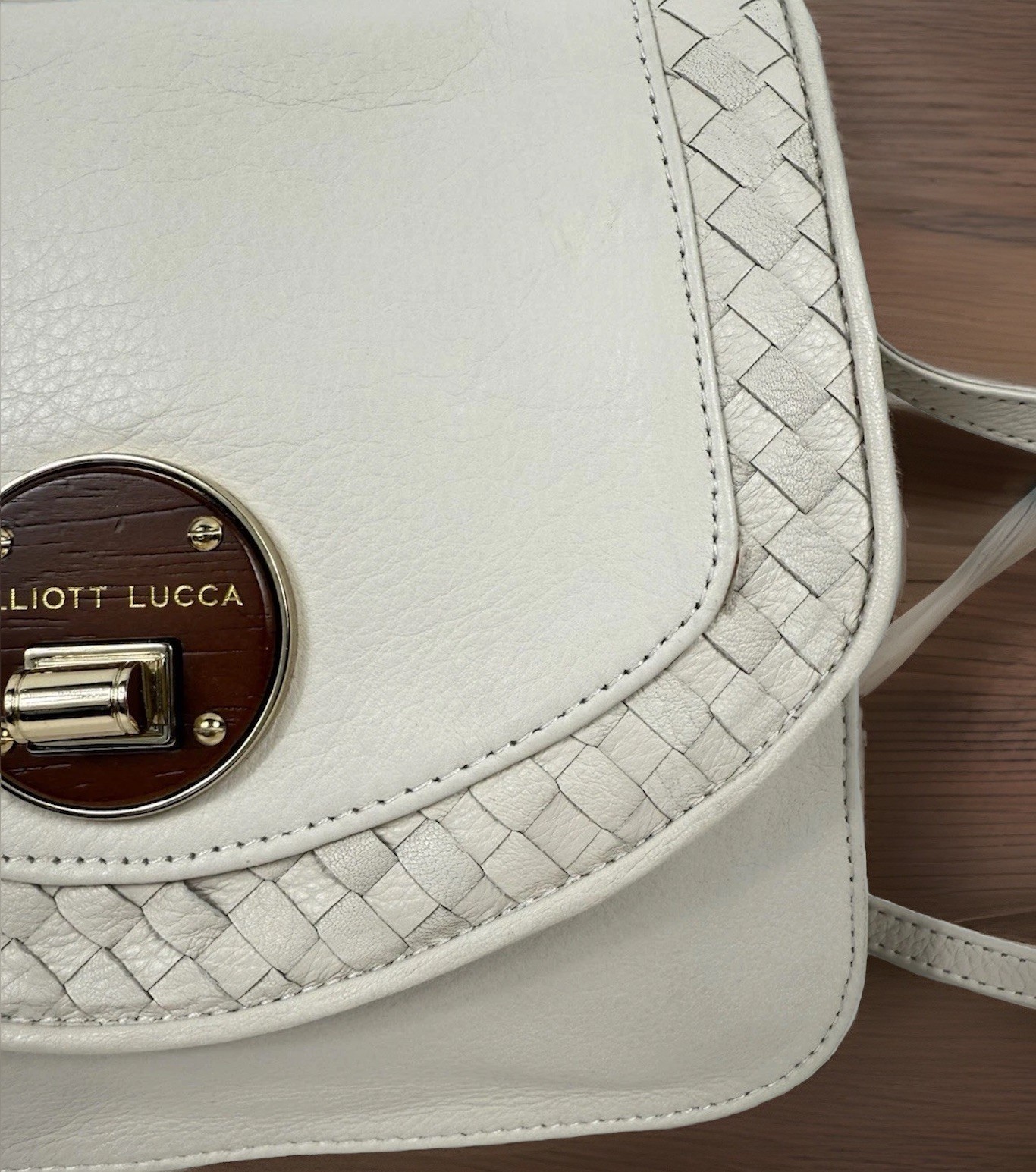 Elliot Lucca Rojo Flap Ivory Leather Crossbody Bag