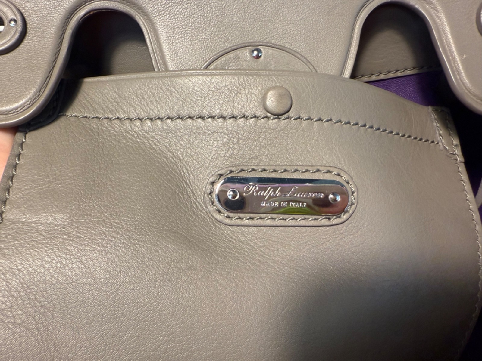 Ralph Lauren Collection Ricky 27 Handbag Grey calfskin leather
