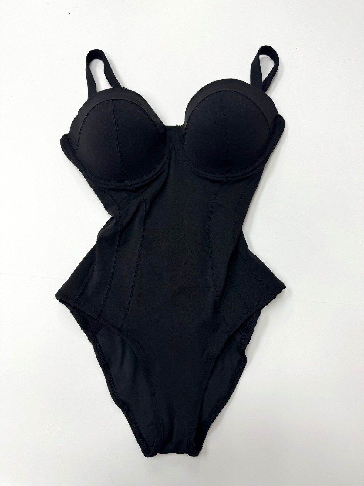 TA3 LUSHY ONE PIECE SWIMSUIT BLACK PUSH UP WIRED SIZE LARGE L REG/LONG F/G NEW