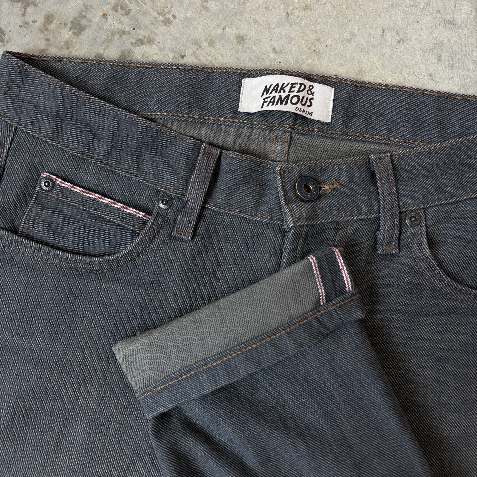 Naked & Famous Super Guy Hunter Stretch Selvedge Jeans Button Fly Denim 31×33