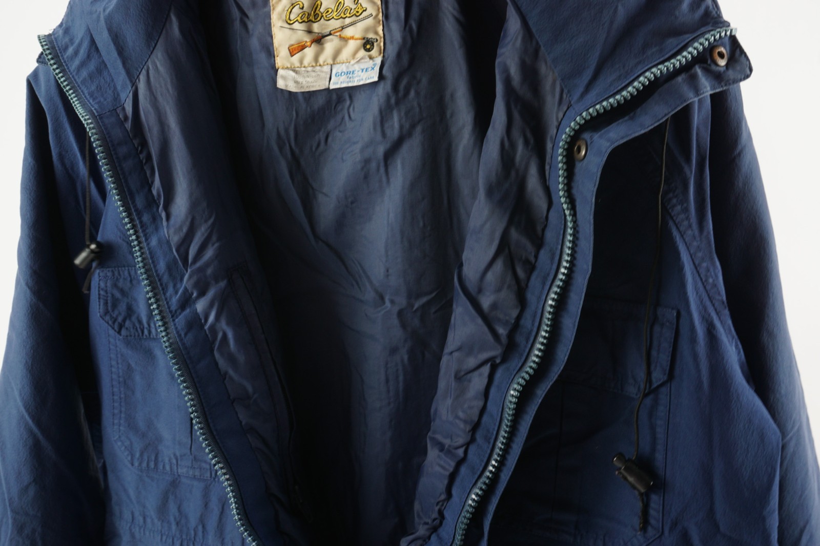 Vintage Cabela’s Gore-Tex Men’s Large Blue Woven Waterproof Hooded Parka Jacket
