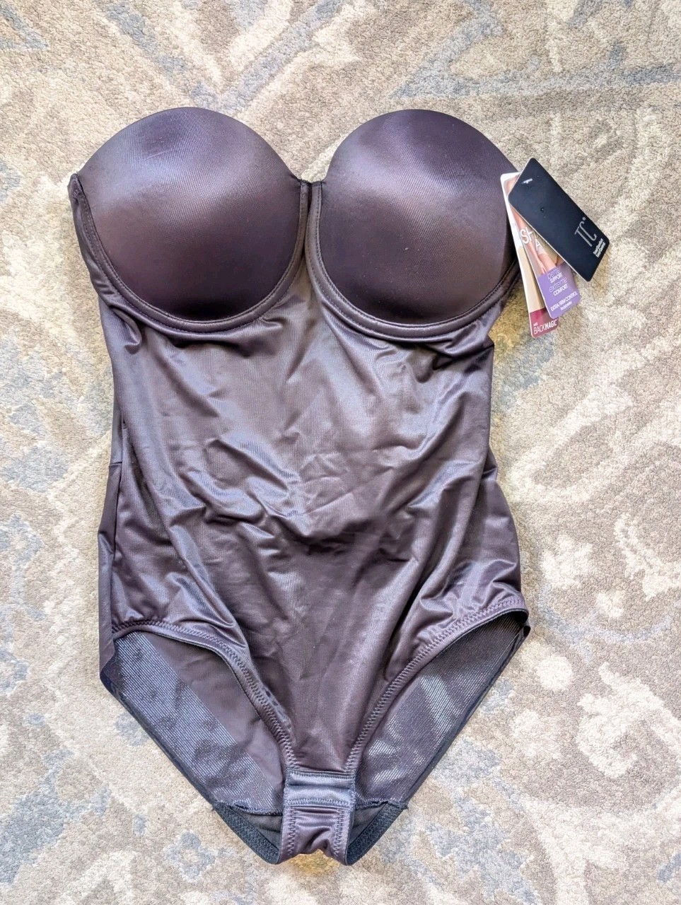 TC FINE INTIMATES Black Strapless Extra Firm Control Bodybriefer NEW Womens 40c