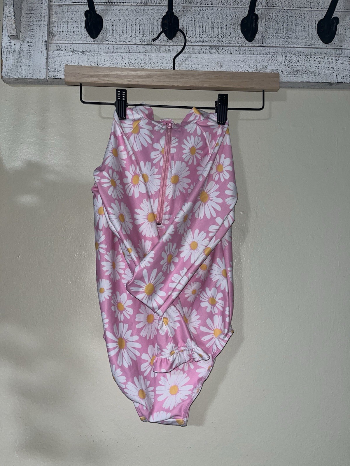Girls Pink Daisy Floral Flower One Piece Swimsuit 1 Piece 5t Size