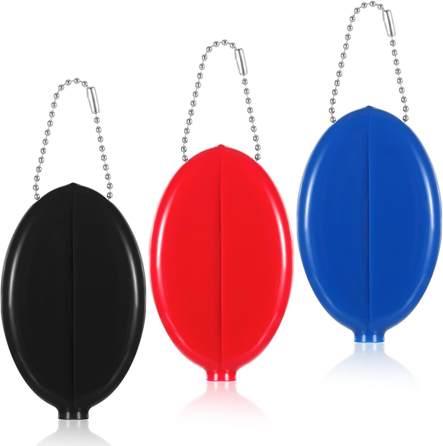 3 Pcs Oval Squeeze Coin Purse, 2 X 3 Inches Oval Coin Purse Portable Rubber Coin