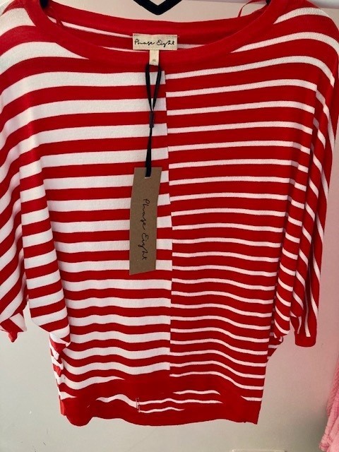 New Phase Eight Sukie red and white striped knit jumper top XS 8 – 10