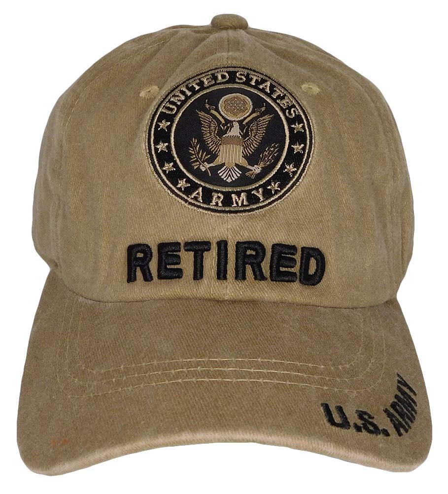 U.S. Army Retired Khaki Cotton Adjustable Embroidered Cap Hat – Licensed