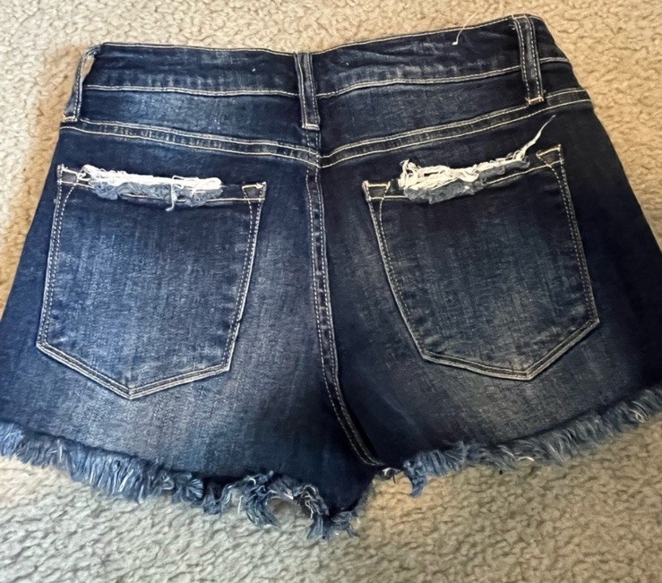 KanCan Indigo Jean Shorts with Sparkly/pearl Embellishments