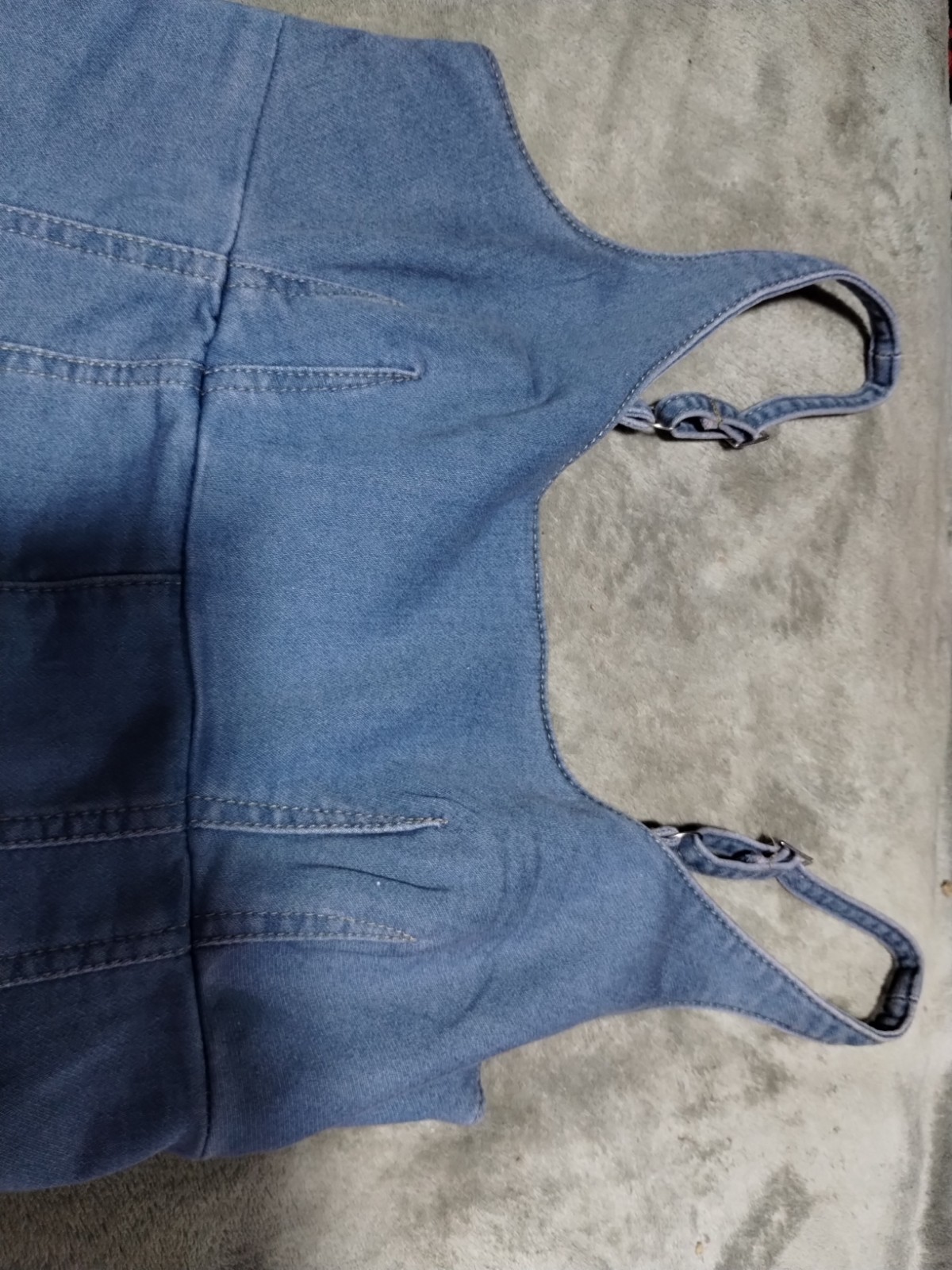 No Boundaries Denim Dress size 4-6 Adjustable Straps Zip Closure Stretch
